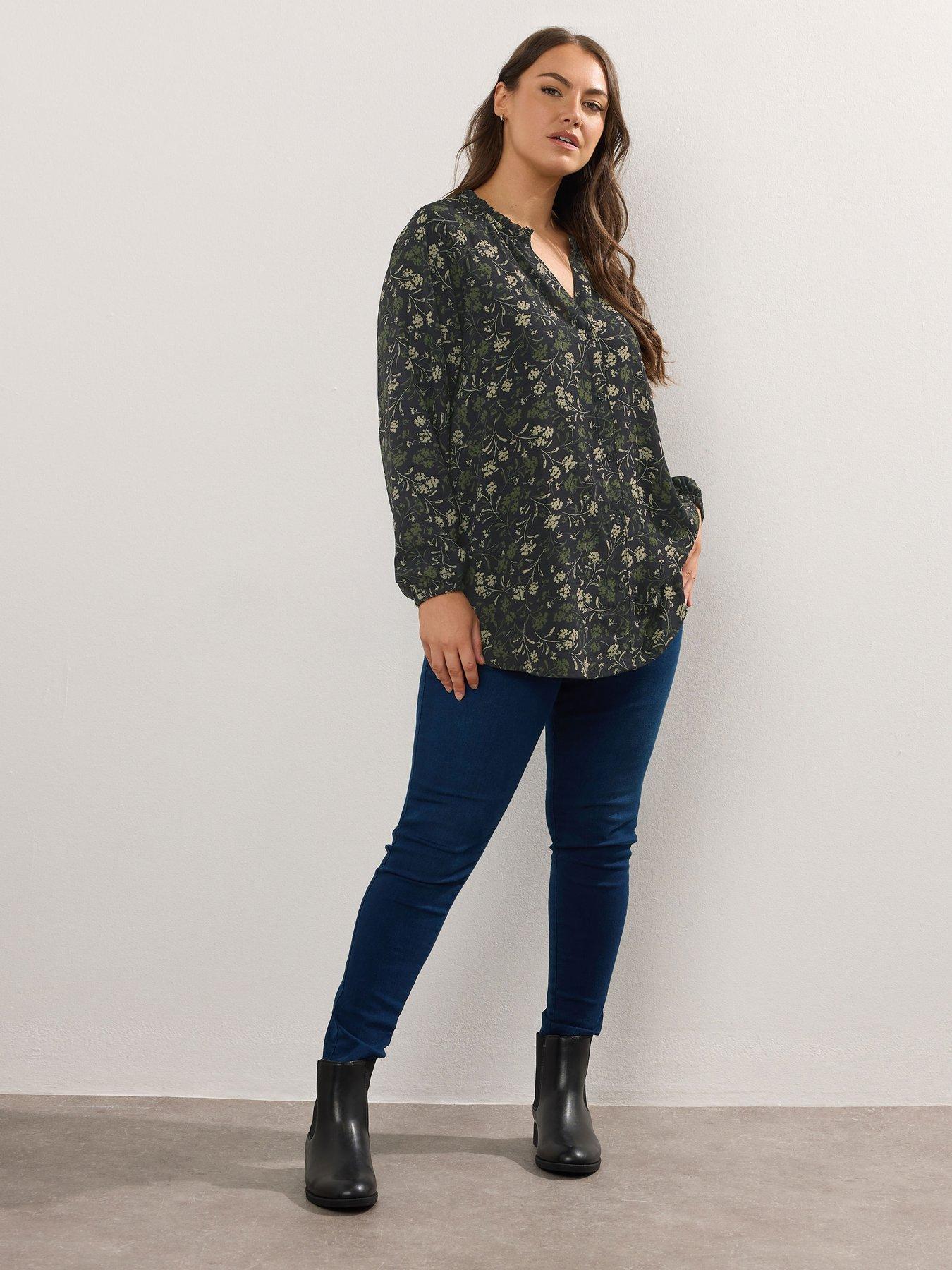yours-curve-frill-neck-blouse-greenback
