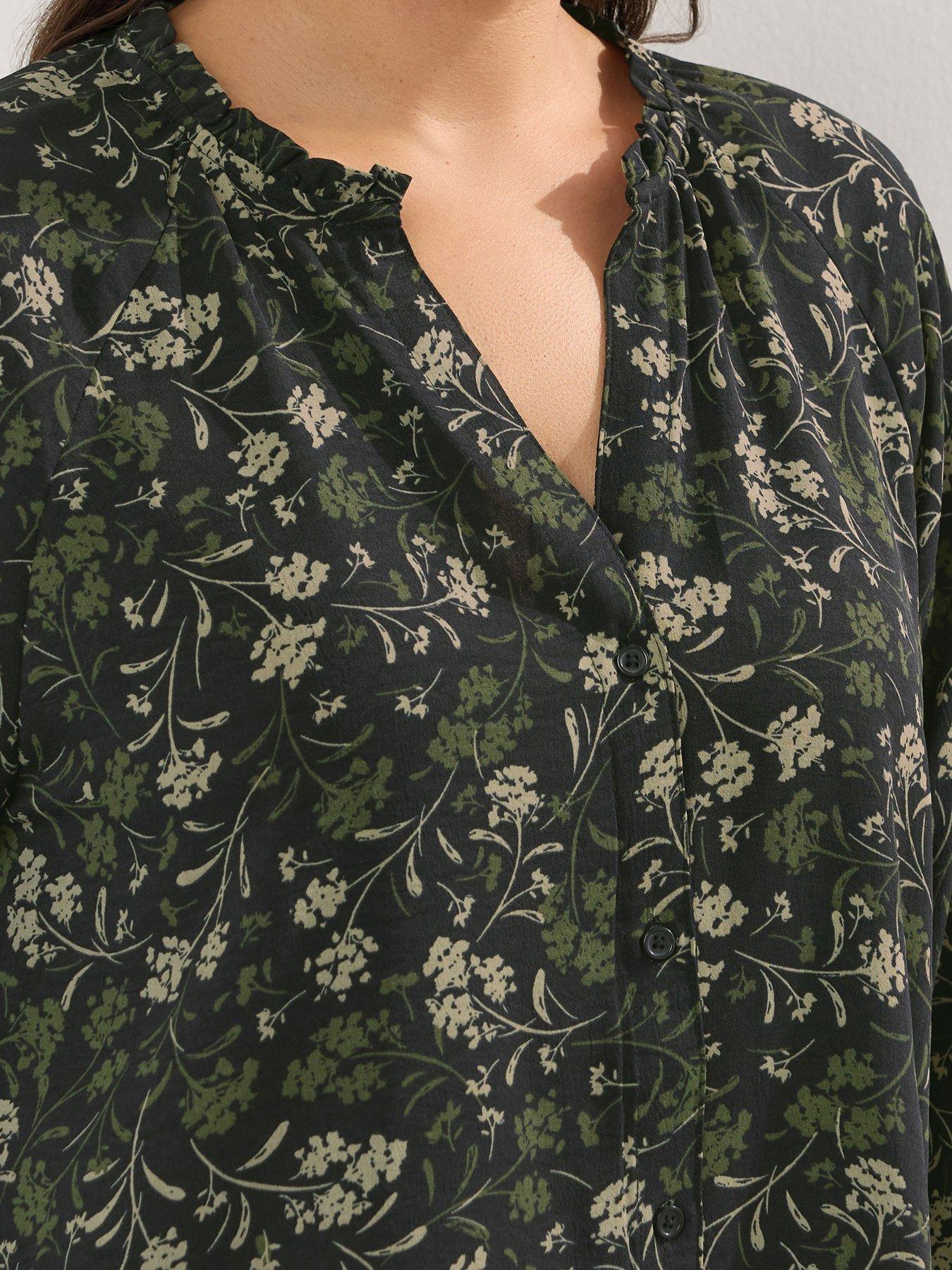 yours-curve-frill-neck-blouse-greenoutfit