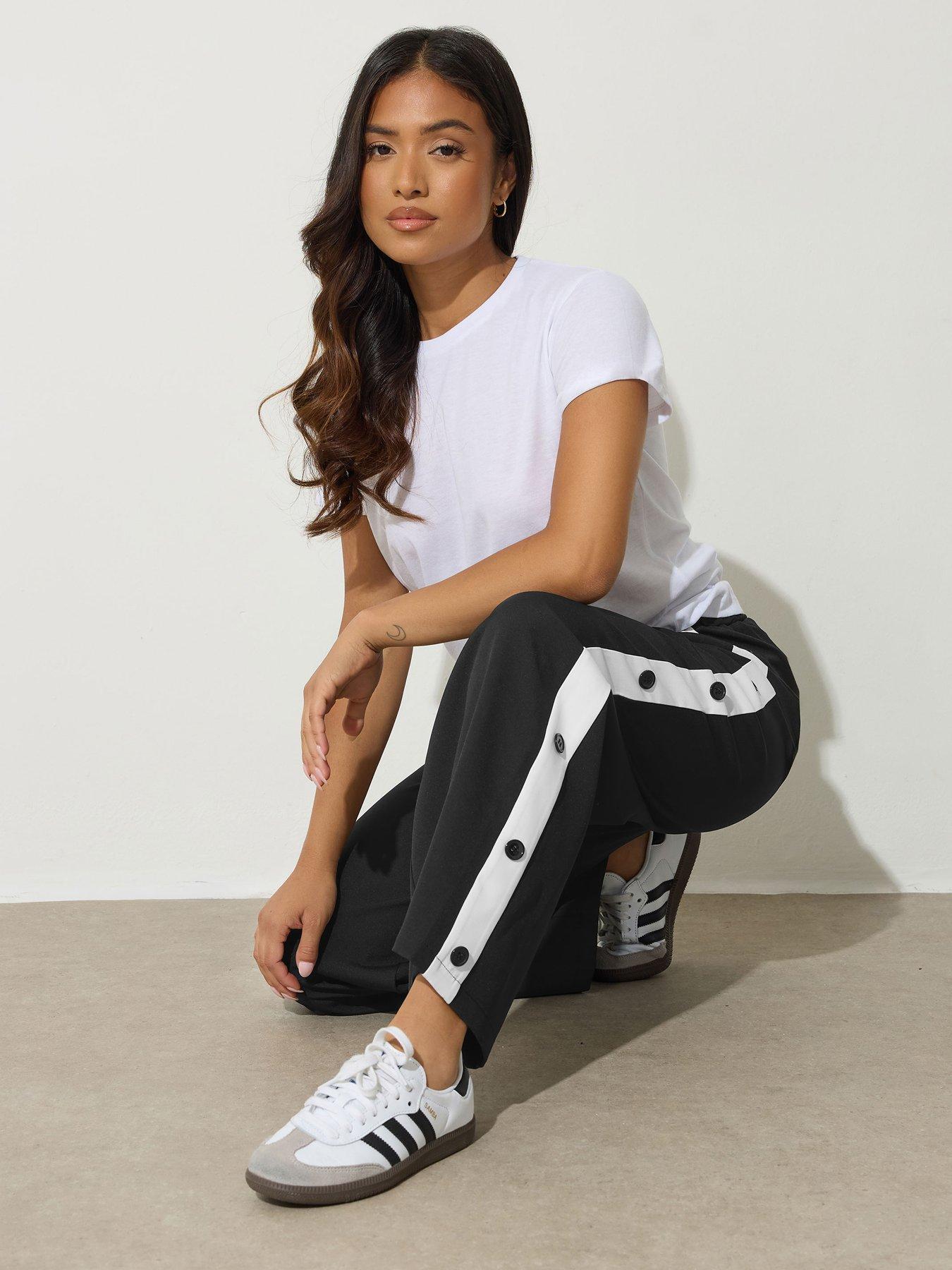 pixiegirl-petite-button-stripe-wide-leg-trouser-black