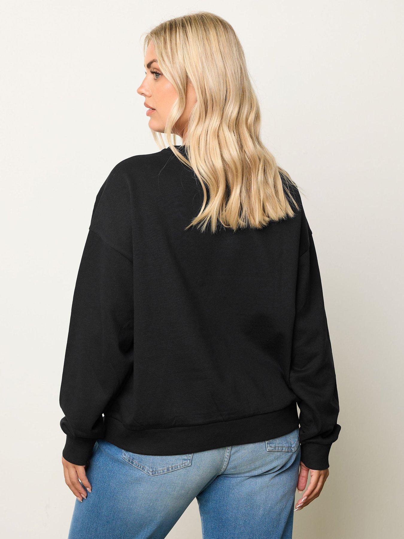 Image 2 of 6 of Yours Curve Embroidered Sweatshirt - Black