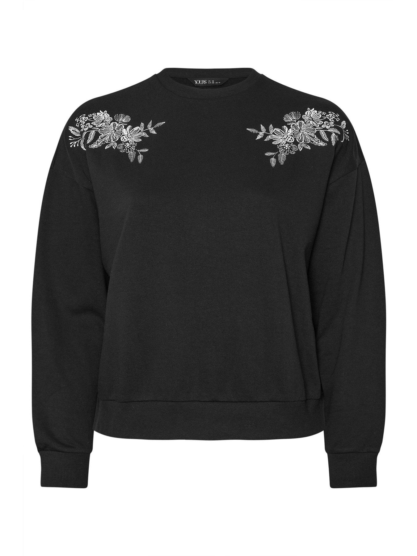 Image 6 of 6 of Yours Curve Embroidered Sweatshirt - Black