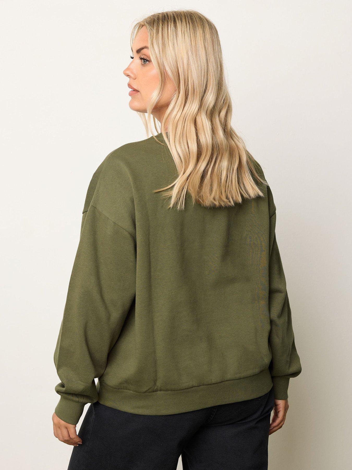 yours-curve-embroidered-sweatshirt-greenstillFront
