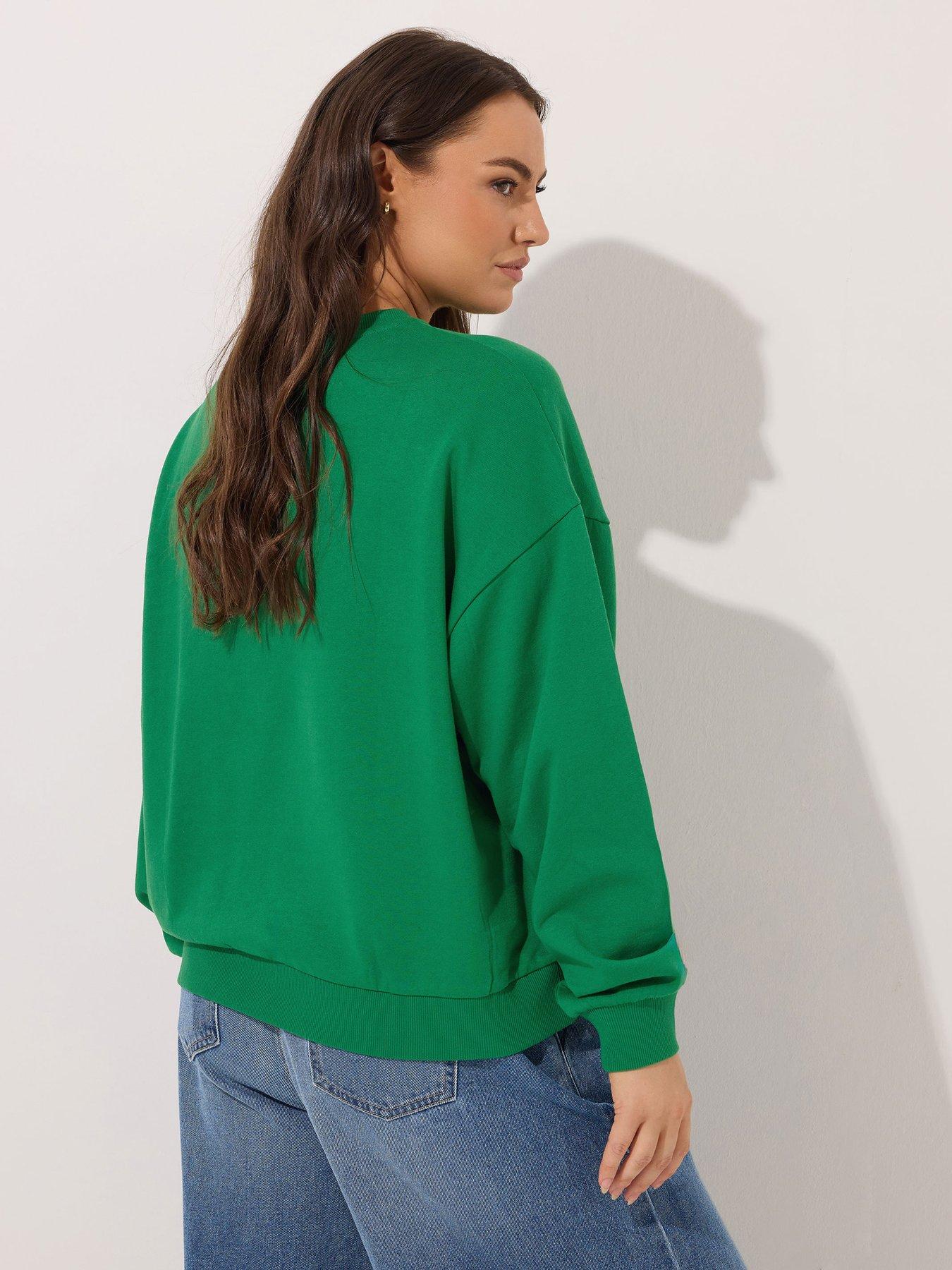 Image 2 of 4 of Yours Curve Monaco Crew Neck Sweatshirt - Green
