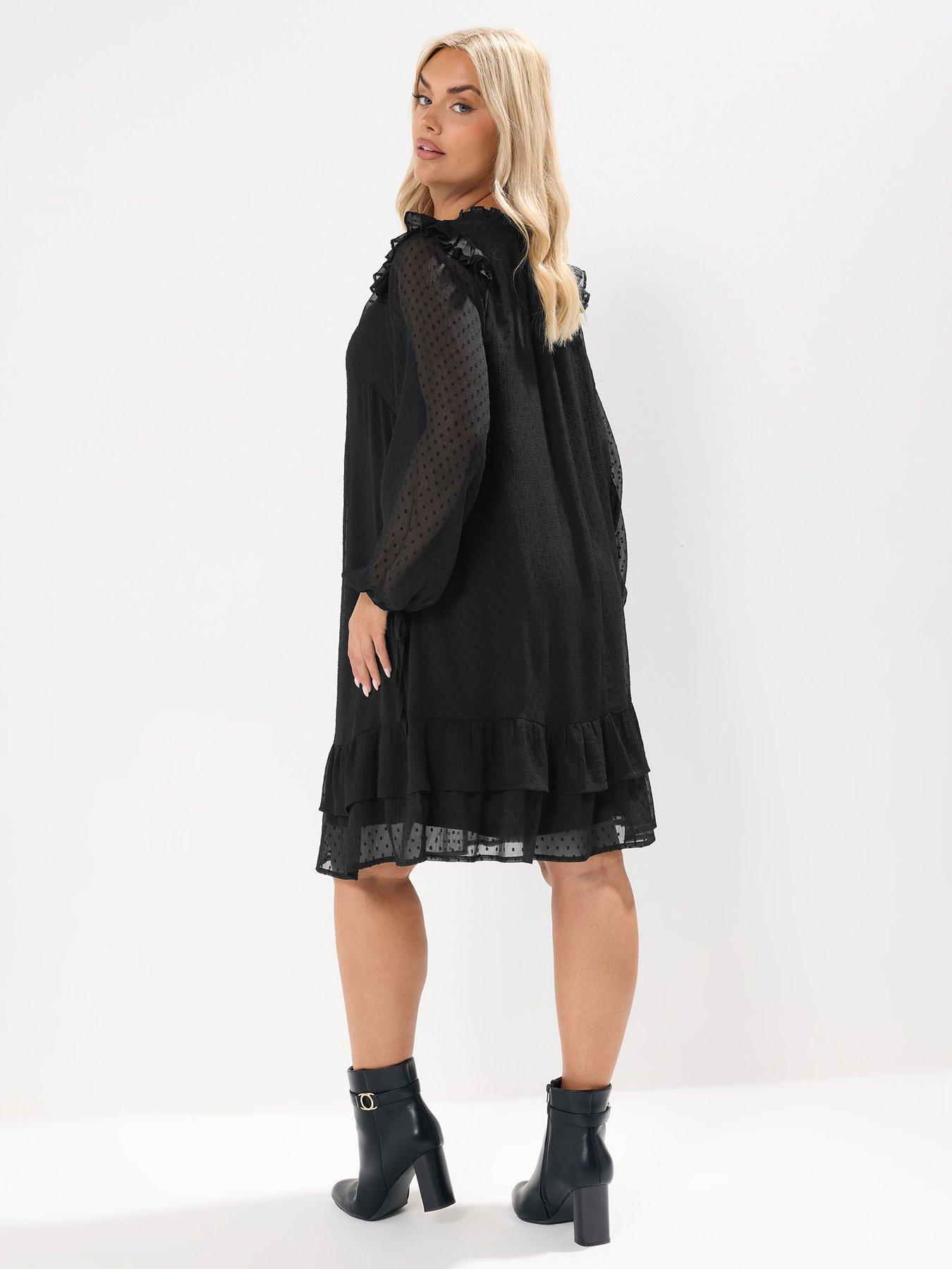 Image 2 of 4 of Yours Curve Smock Dobby Dress - Black