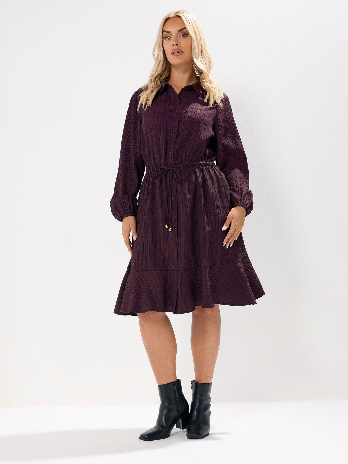 yours-curve-stripe-dobby-shirt-dress-red