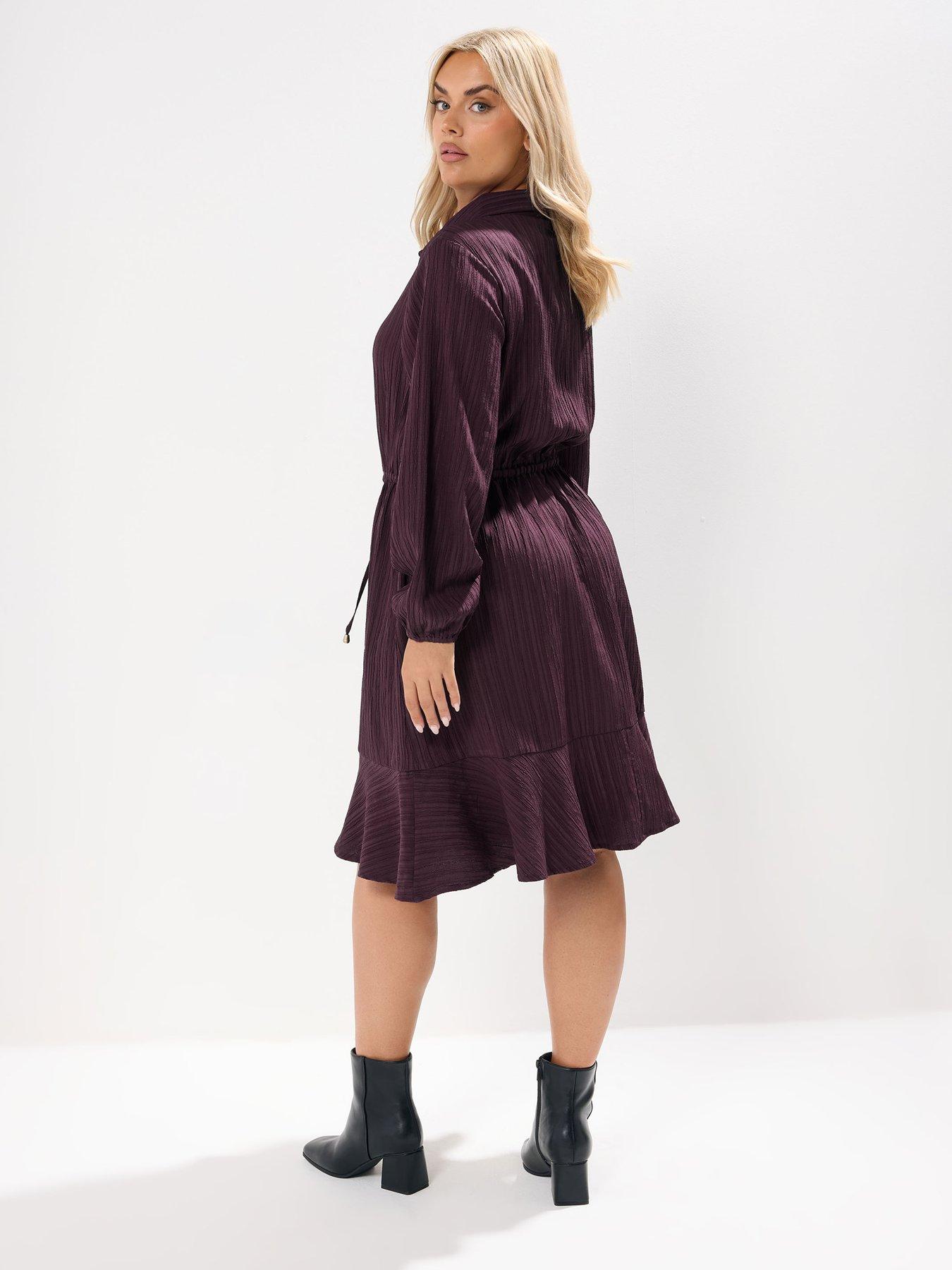 yours-curve-stripe-dobby-shirt-dress-redstillFront