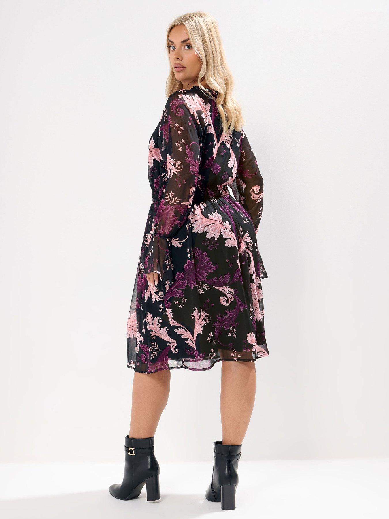 yours-curve-tie-neck-dress-blackstillFront