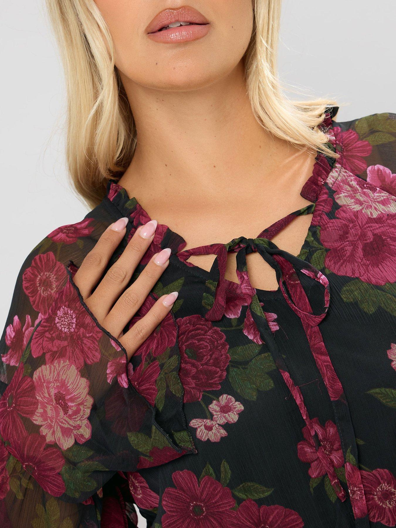 Image 4 of 4 of Yours Curve Tie Neck Dress - Black