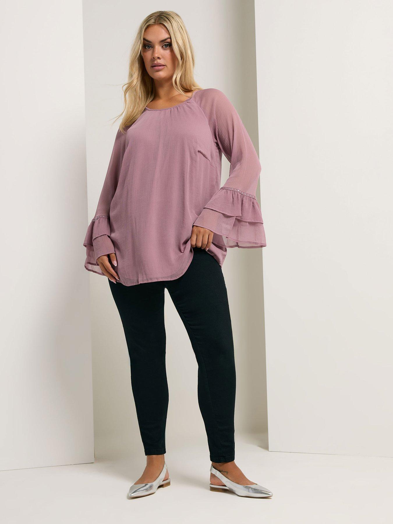 yours-curve-ruffle-sleeve-stud-top-purpleback