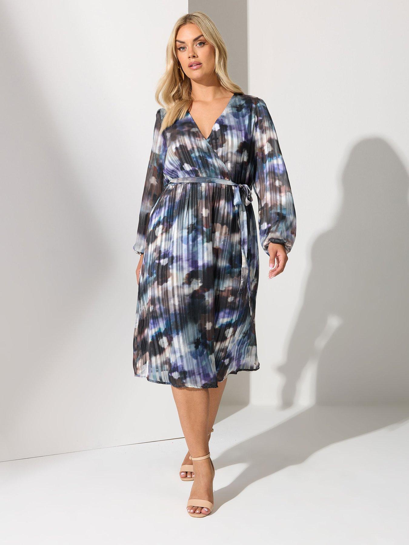 yours-curve-satin-metallic-wrap-dress-blue