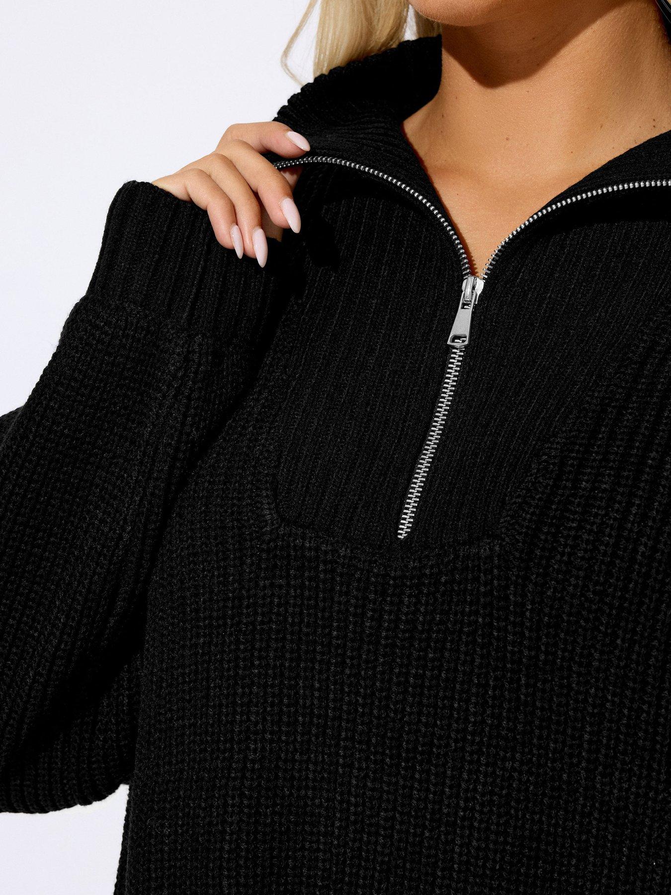 yours-curve-quarter-zip-jumper-blackoutfit