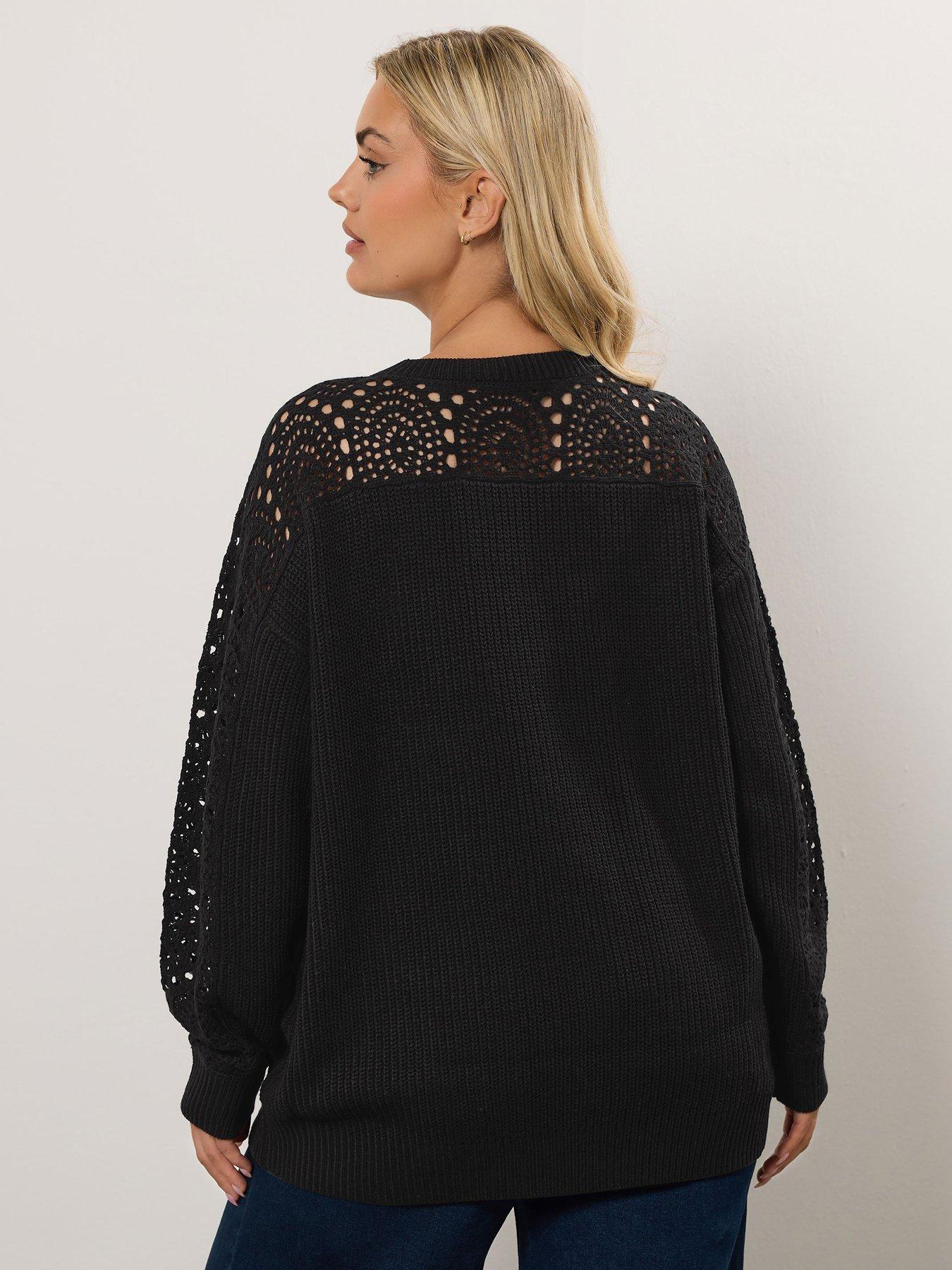 yours-curve-open-stitch-pointelle-jumper-blackstillFront