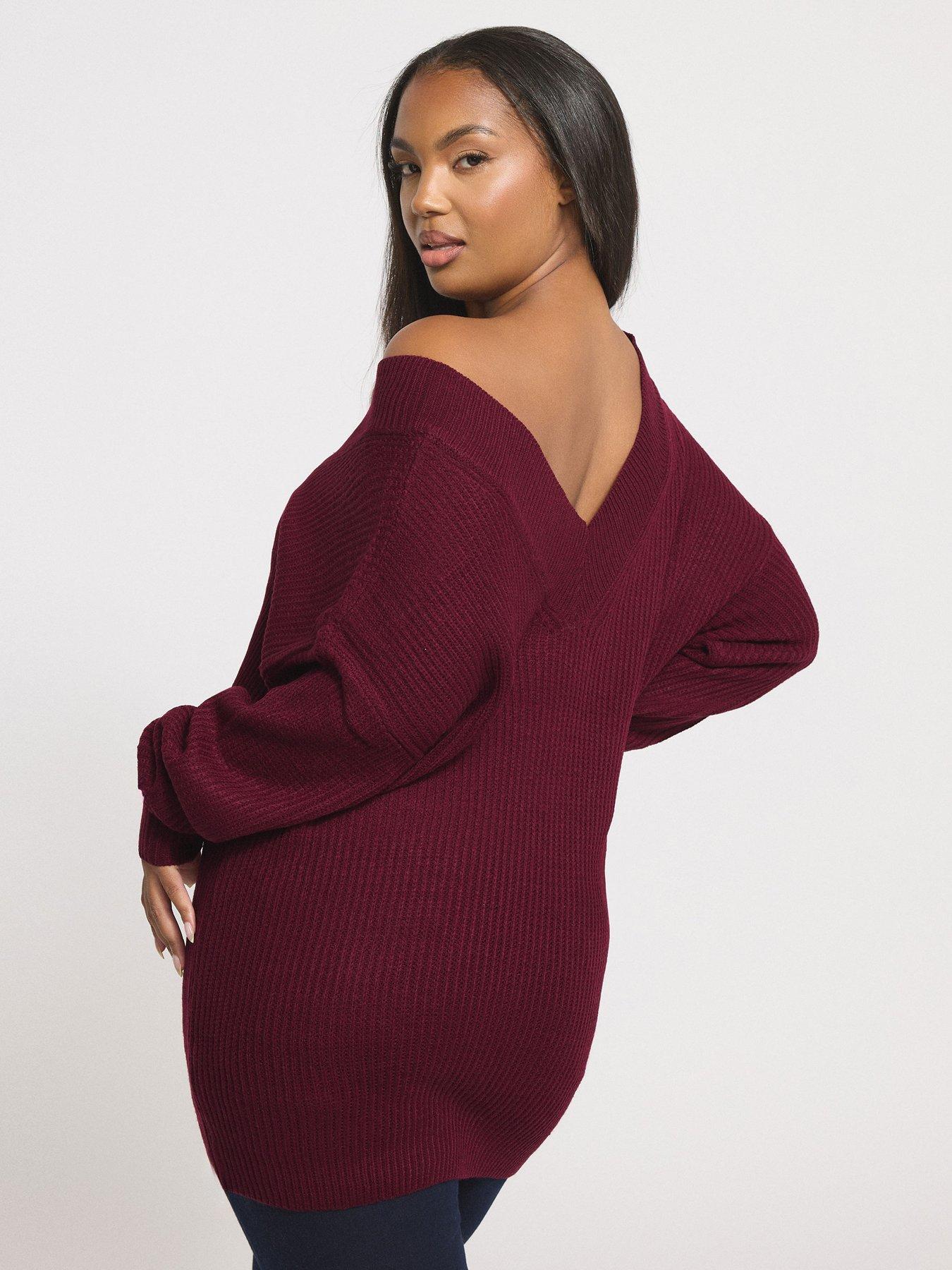 Image 2 of 4 of Yours Curve Double V Jumper - Red