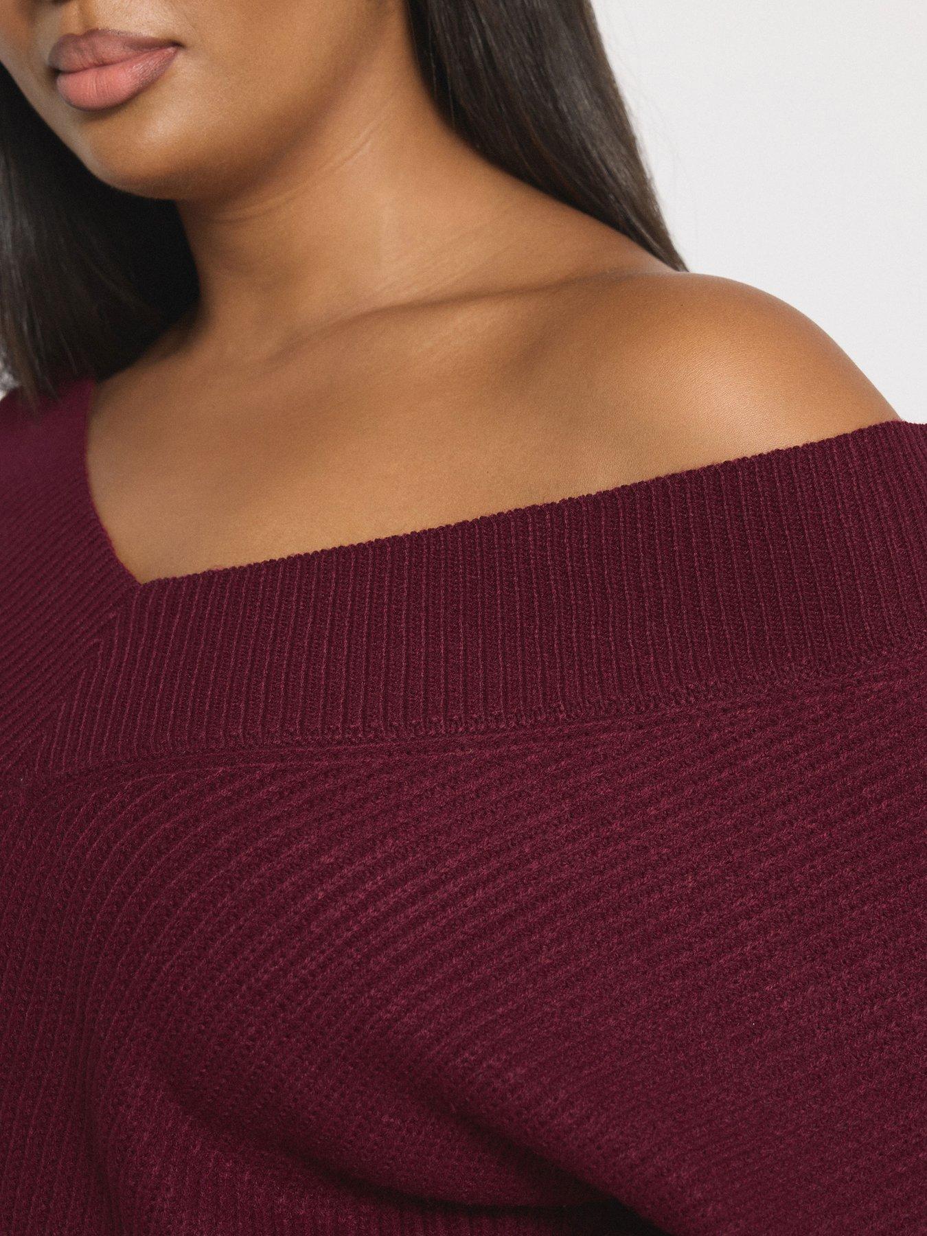 Image 4 of 4 of Yours Curve Double V Jumper - Red