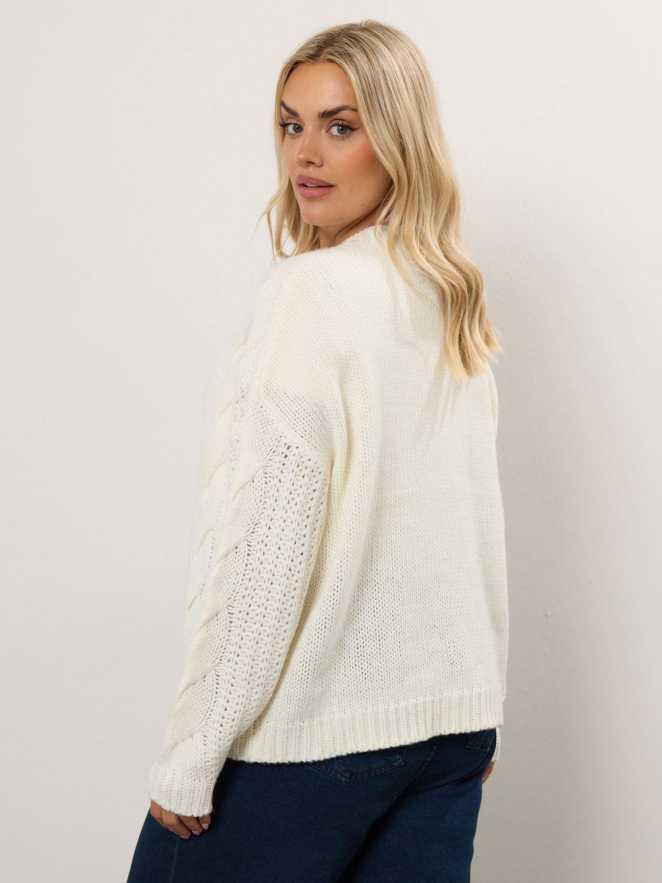 Image 2 of 4 of Yours Curve Chunky Cable Cardigan - Ivory