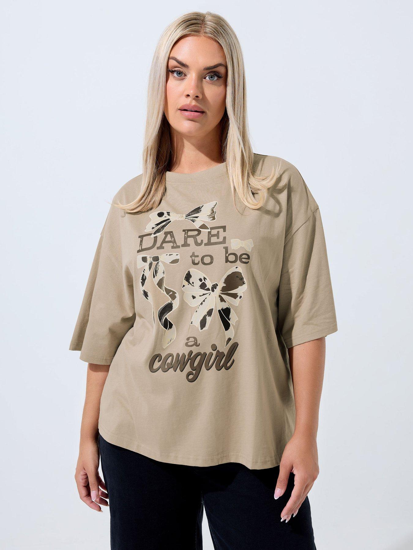 Yours Curve Cowgirl T-Shirt - Brown