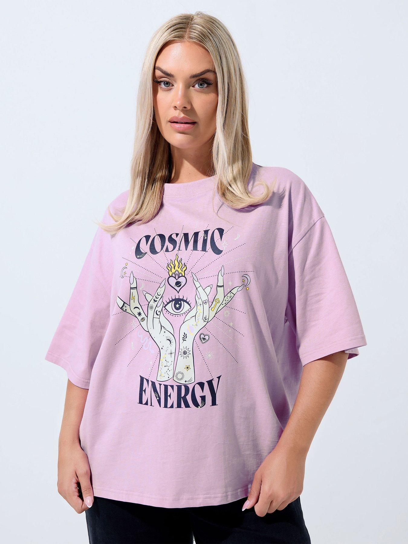Yours Curve Cosmic Energy T-Shirt - Purple