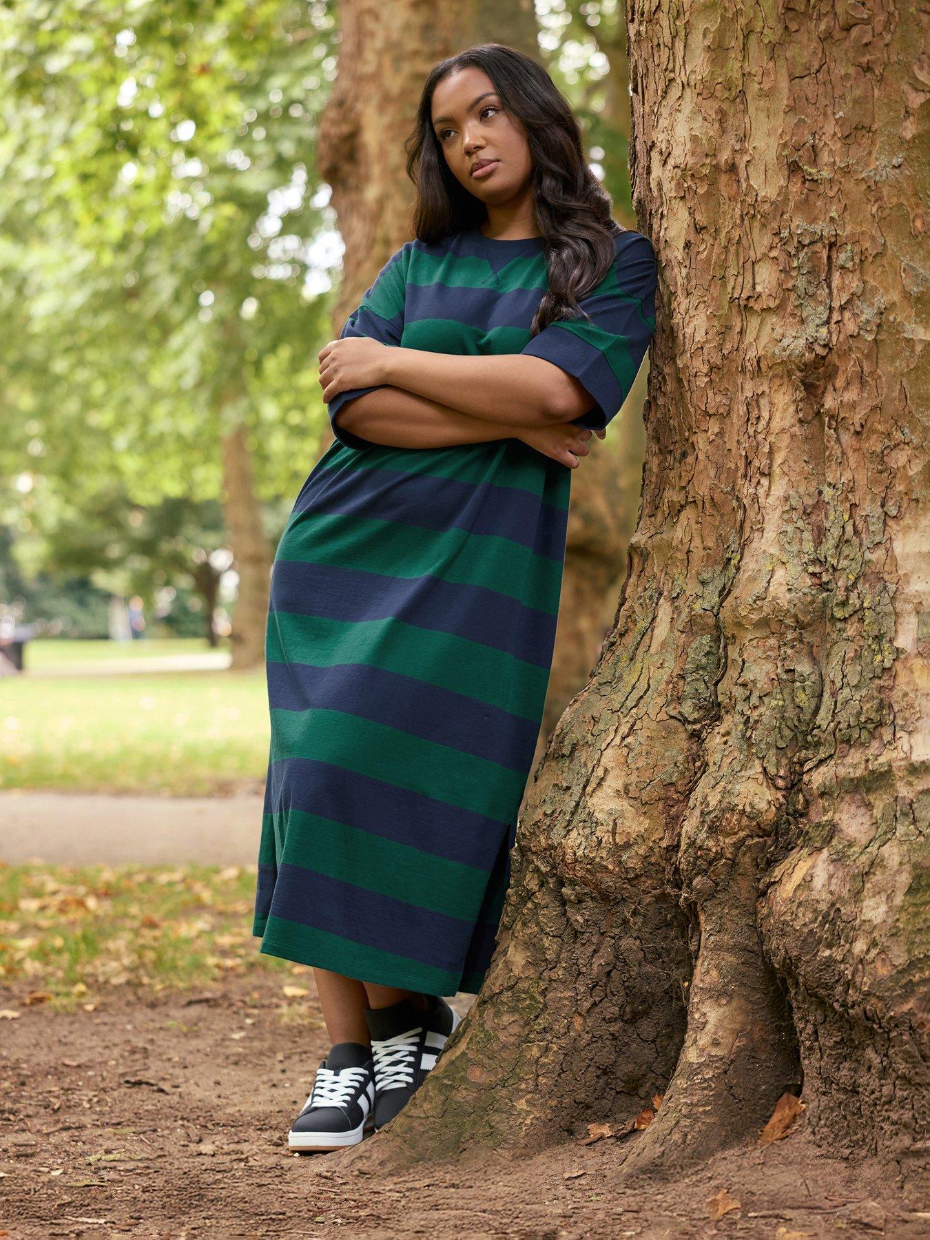 Image 1 of 4 of Yours Curve Throw On Dress - Blue