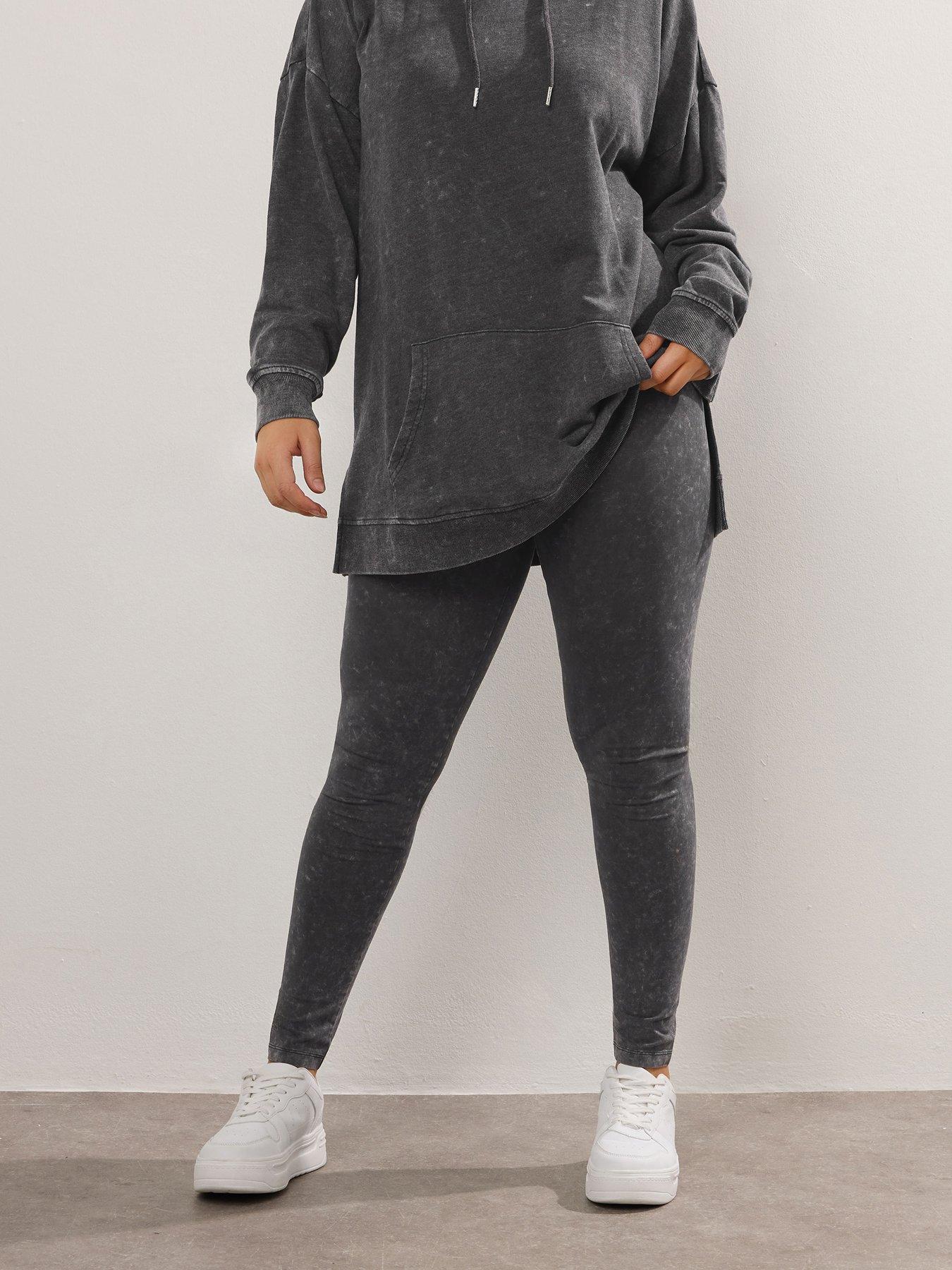 Yours Curve Acid Wash Legging - Black