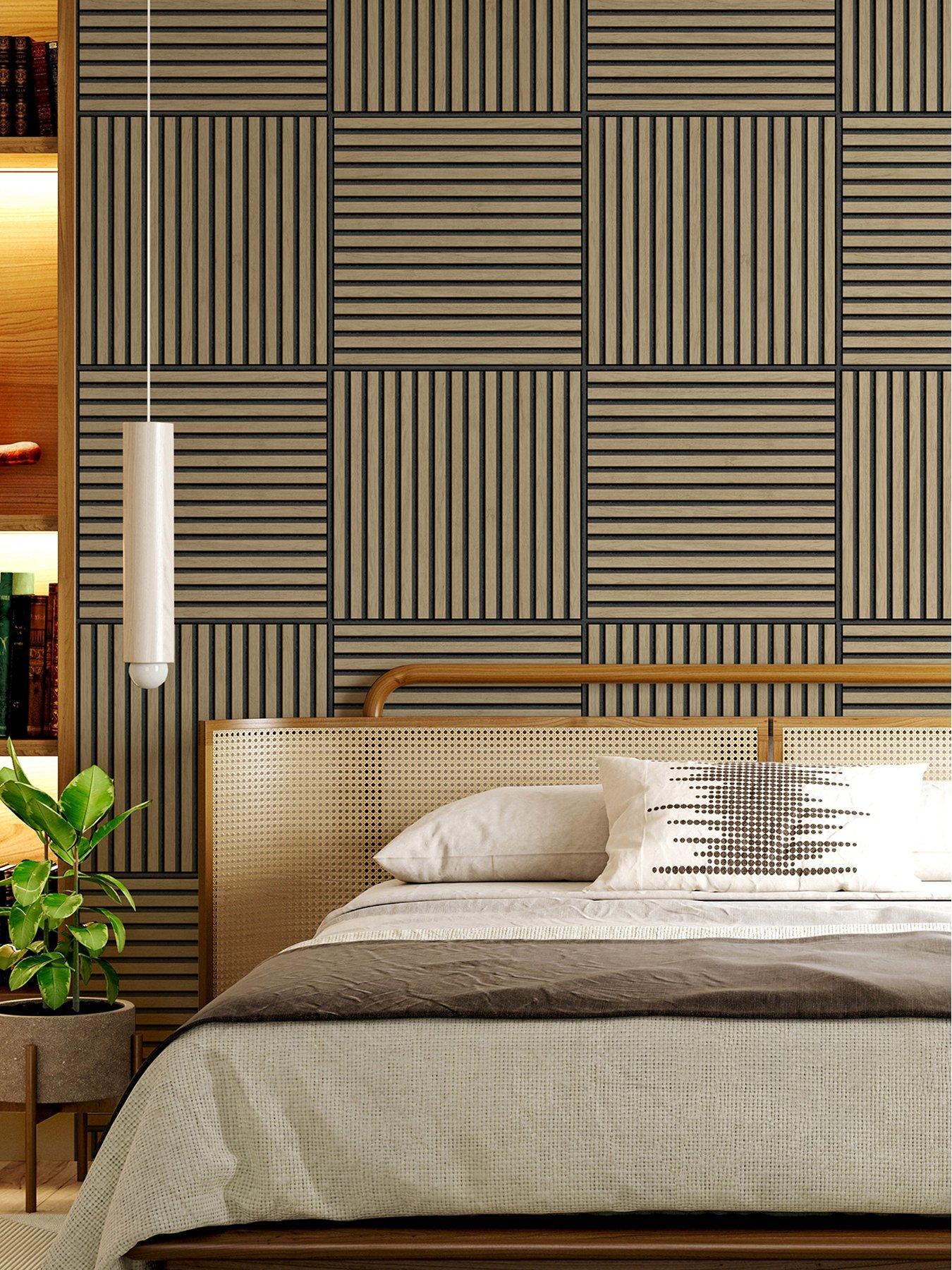Wallpops Acoustic Slat Wood Tile Natural 60x60cm Wall Panel