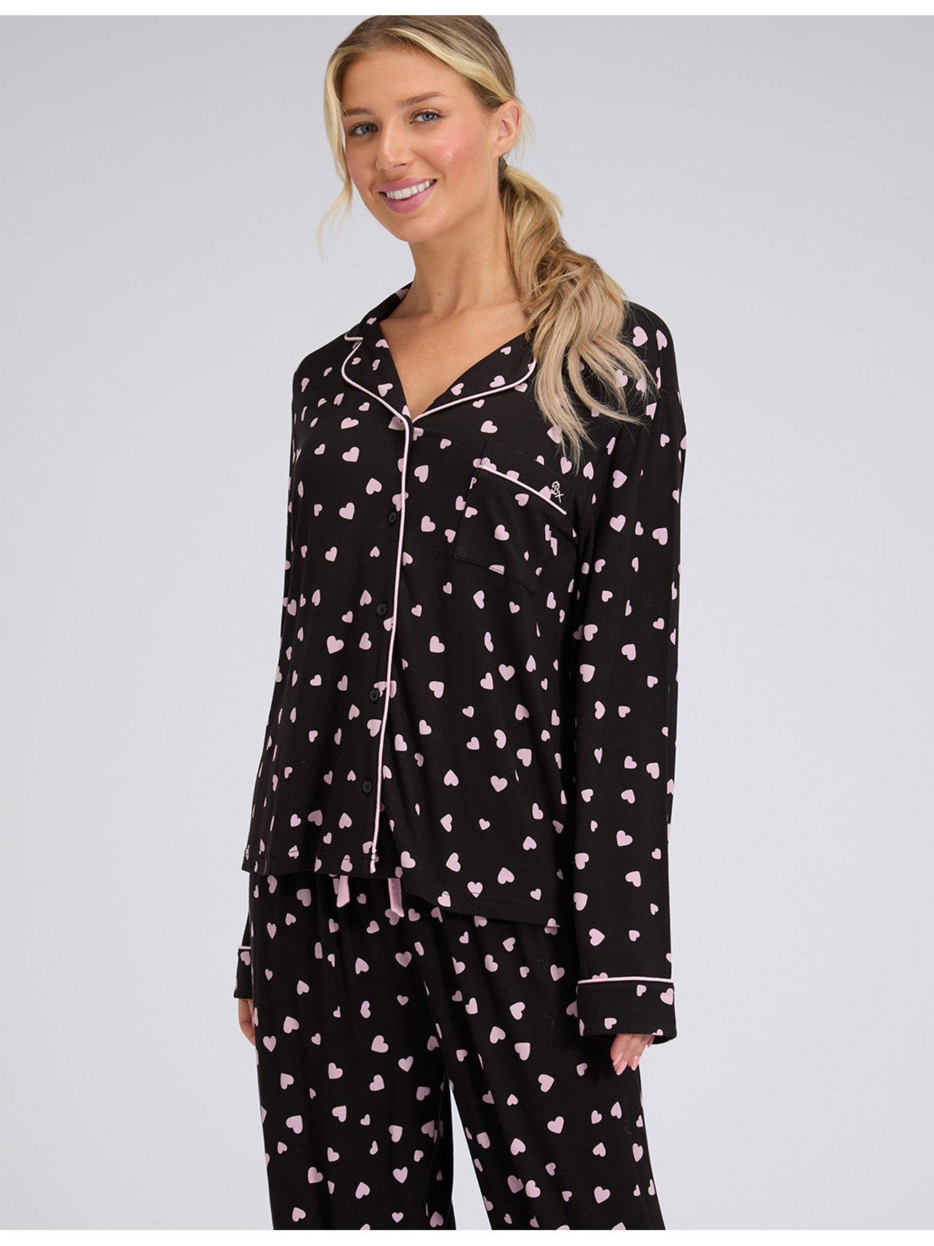 boux-avenue-heart-modal-pyjama-set-blackfront