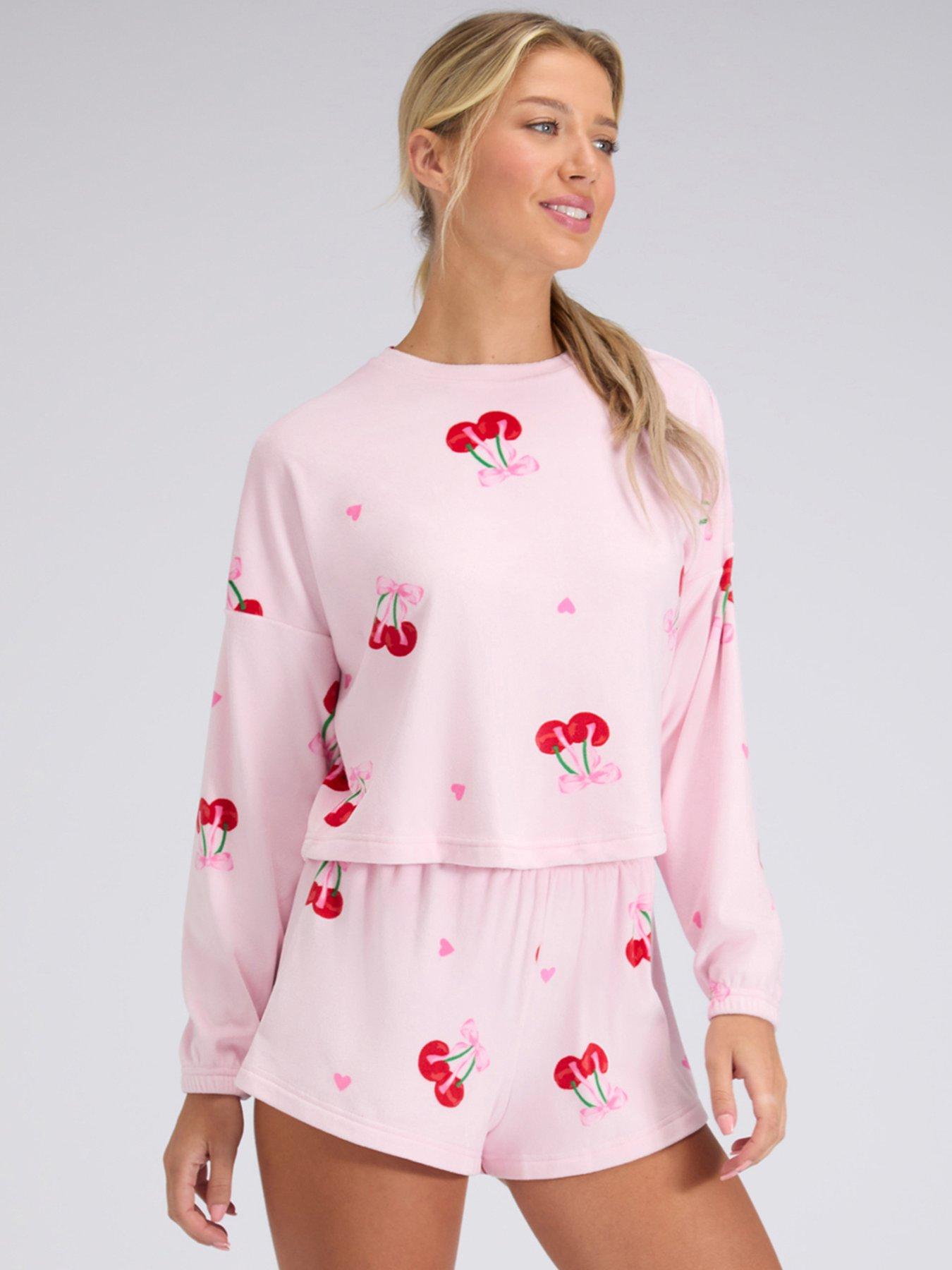 boux-avenue-cherry-velour-short-pyjama-set-pink