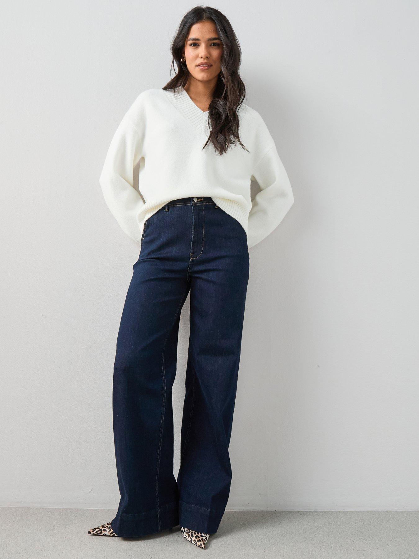 Image 1 of 6 of The Very Collection V Neck Cinched Waist Jumper - Cream