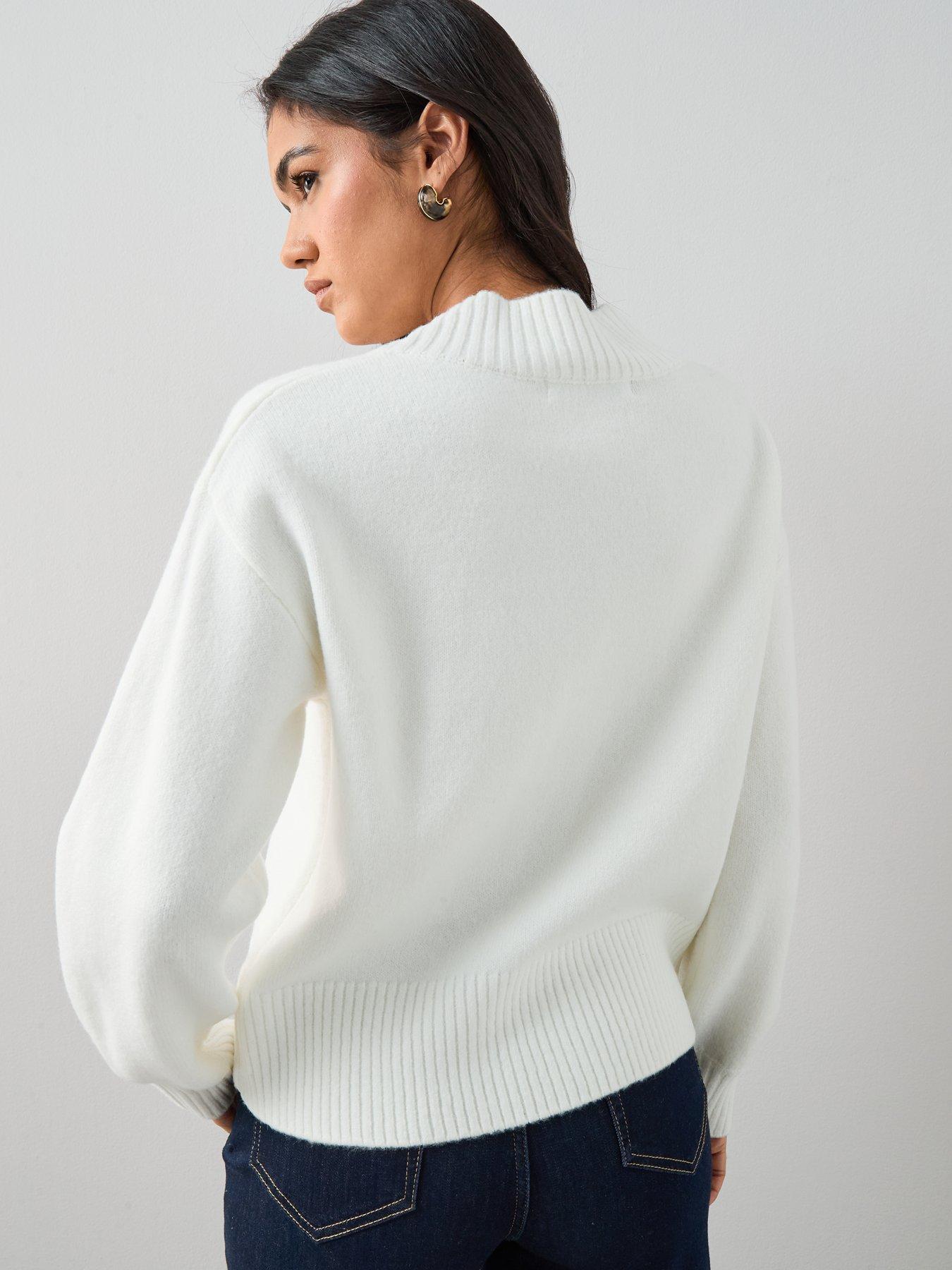 Image 2 of 6 of The Very Collection V Neck Cinched Waist Jumper - Cream
