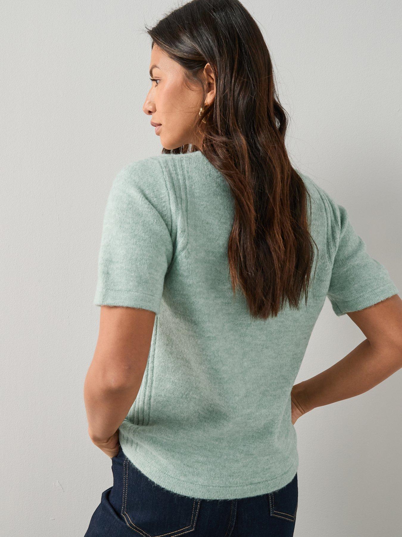 Image 2 of 6 of The Very Collection Short Sleeve Jumper - Sage