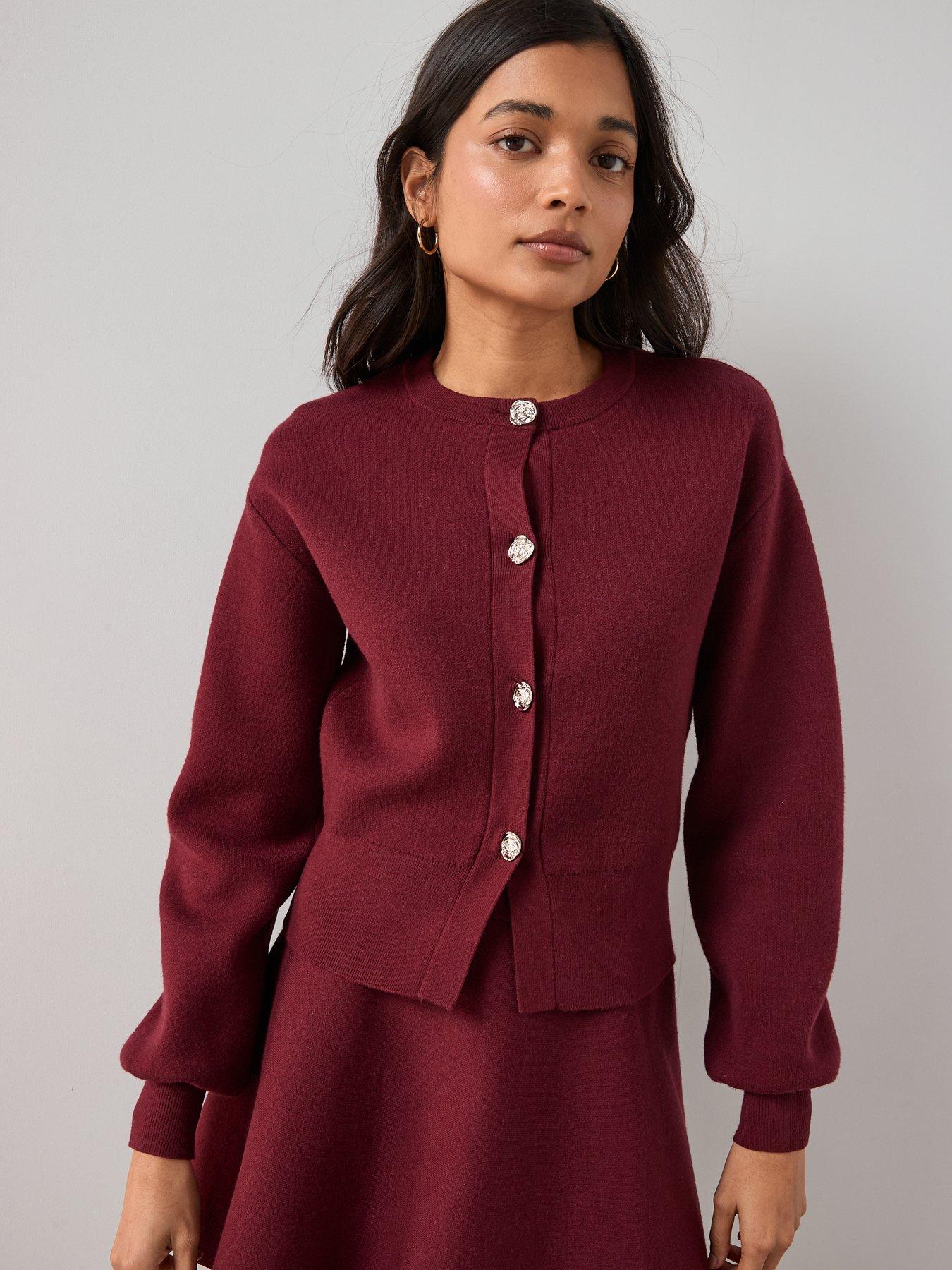 the-very-collection-compact-knitted-cardigan-co-ord-burgundy-redfront