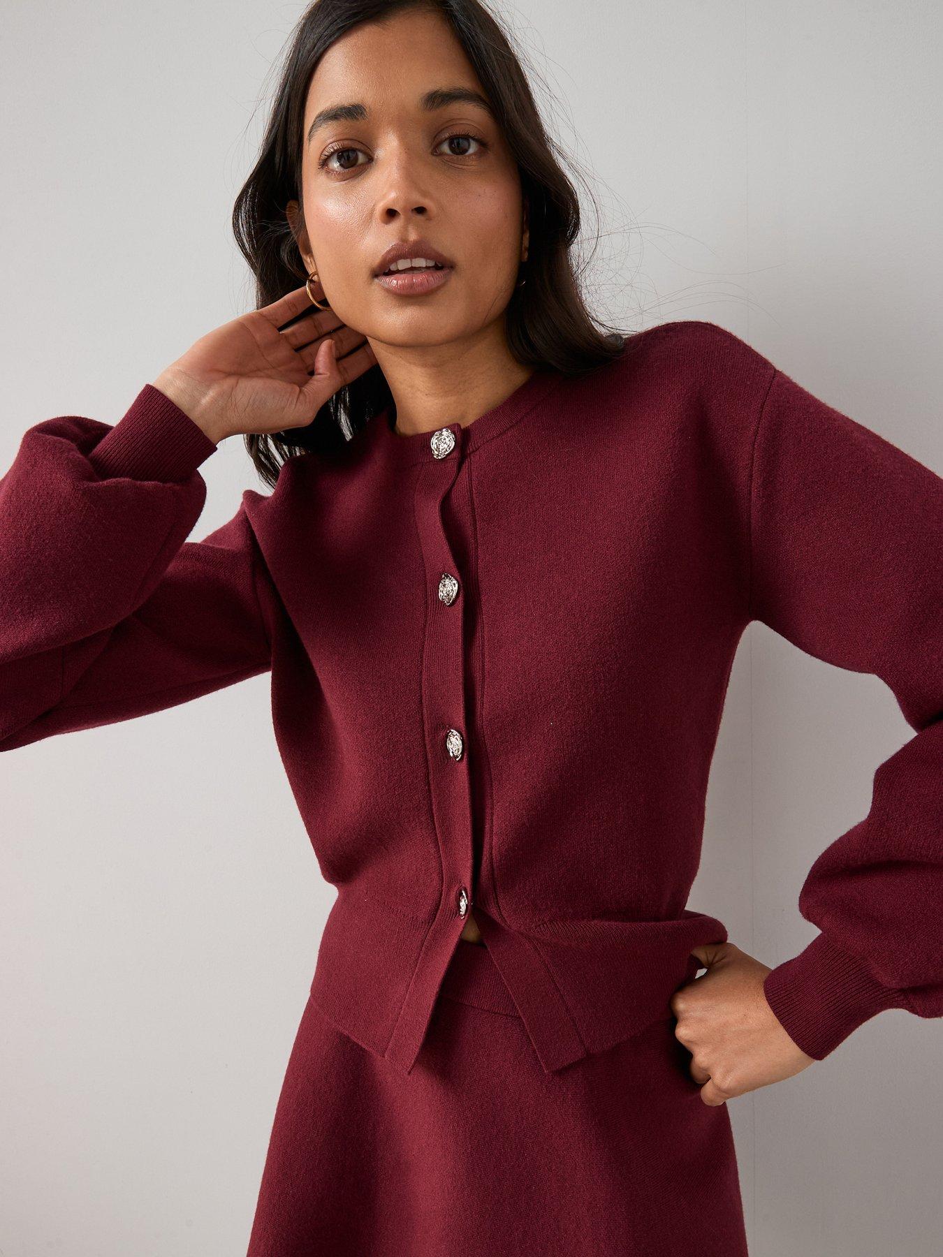 the-very-collection-compact-knitted-cardigan-co-ord-burgundy-redoutfit