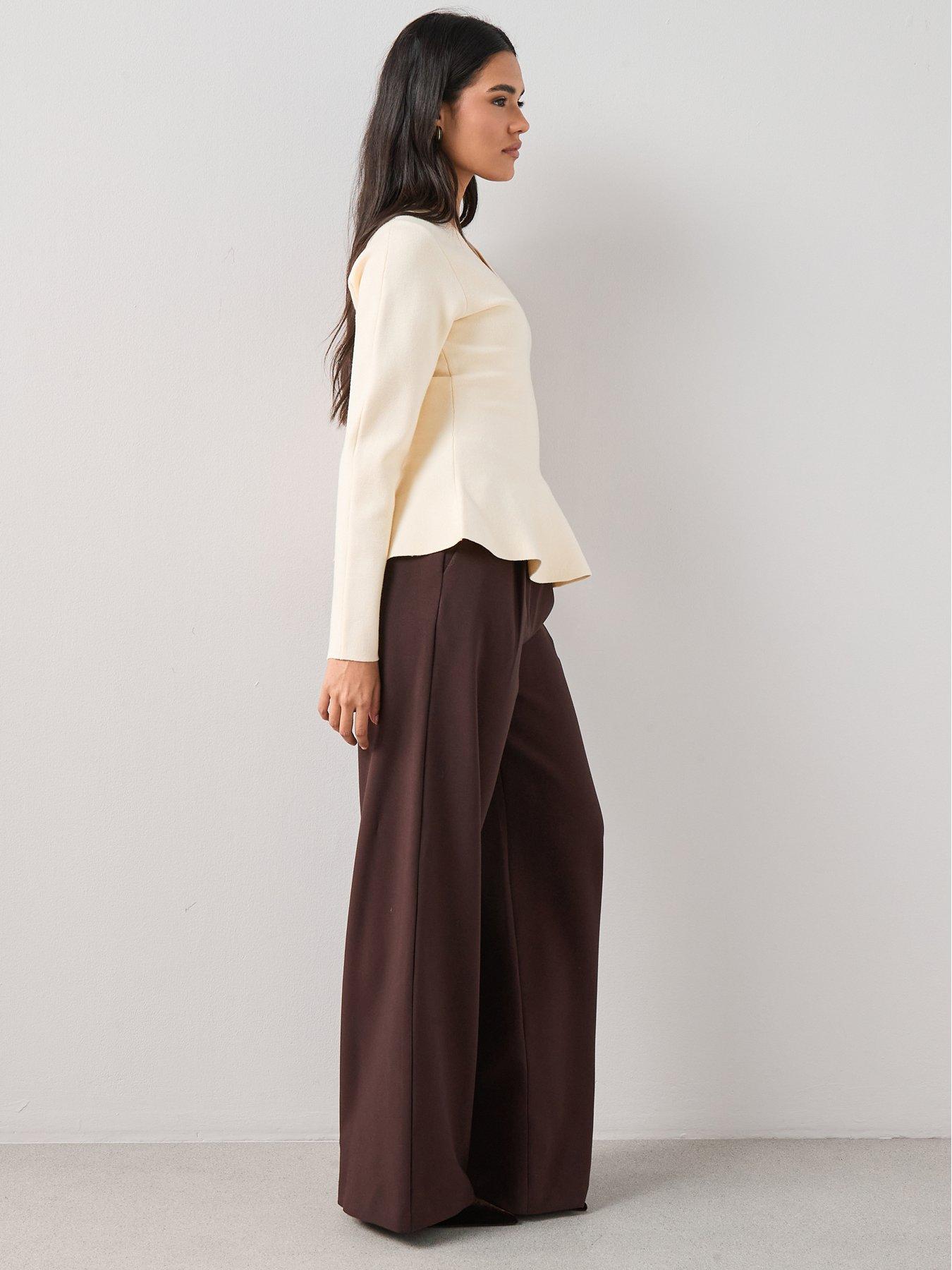 the-very-collection-compact-knit-v-neck-peplum-jumper-yellowdetail