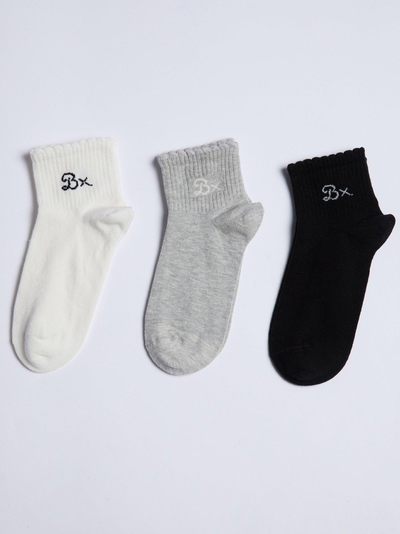 Boux Avenue Pack Of 3 Mid Ankle Socks - Grey Mix