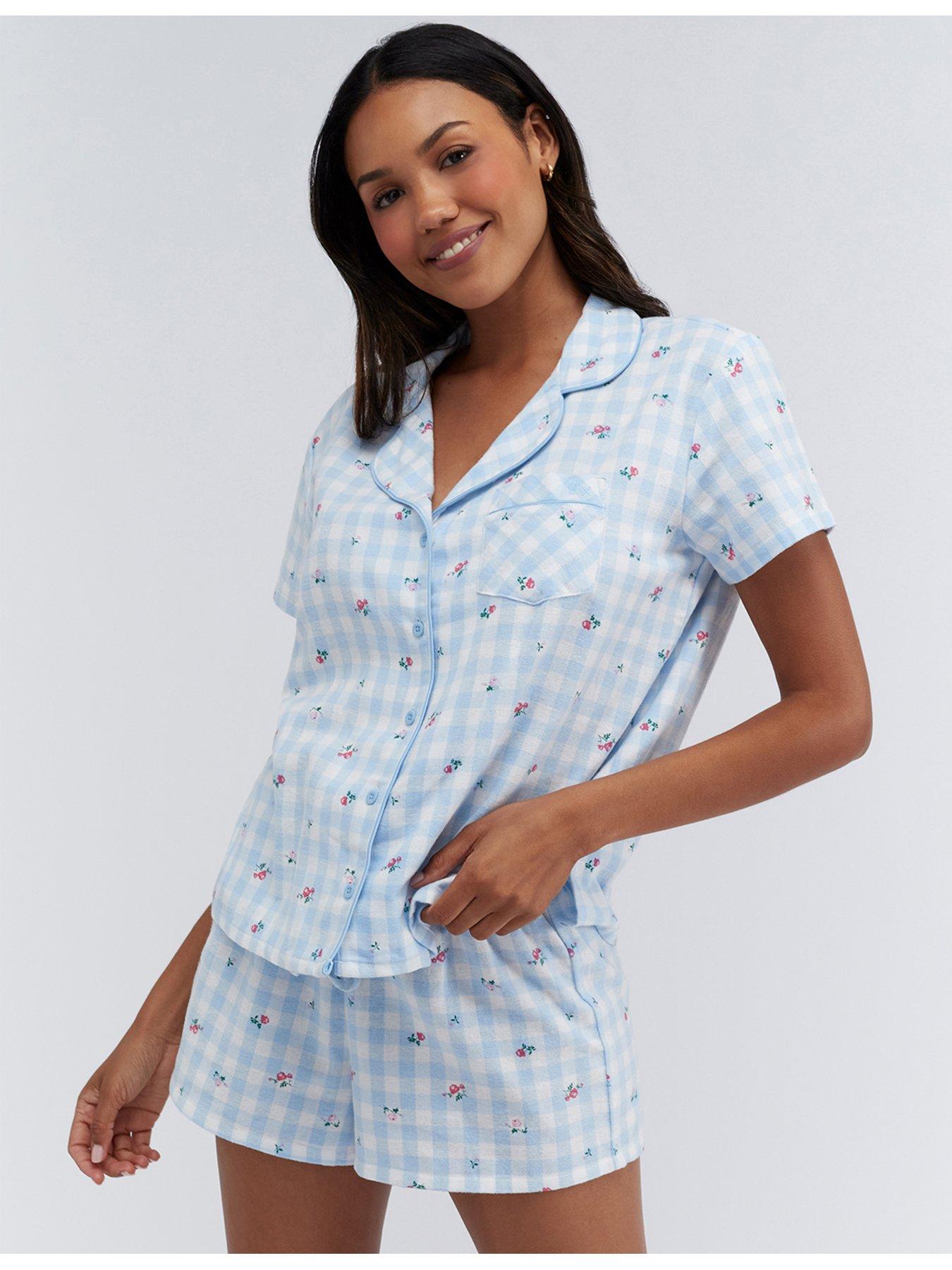 boux-avenue-floral-gingham-shortie-in-a-bag-blue