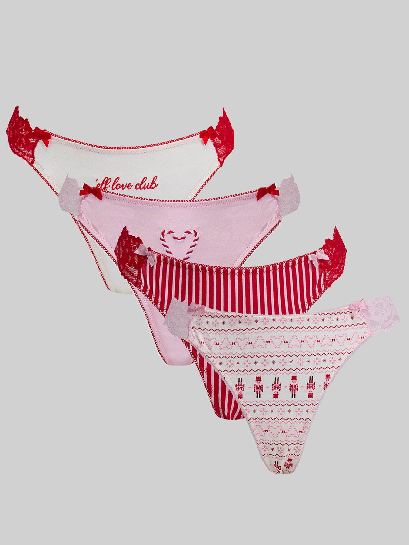 Boux Avenue Pack Of 4 Embroidered  &  Printed Thongs - Multi