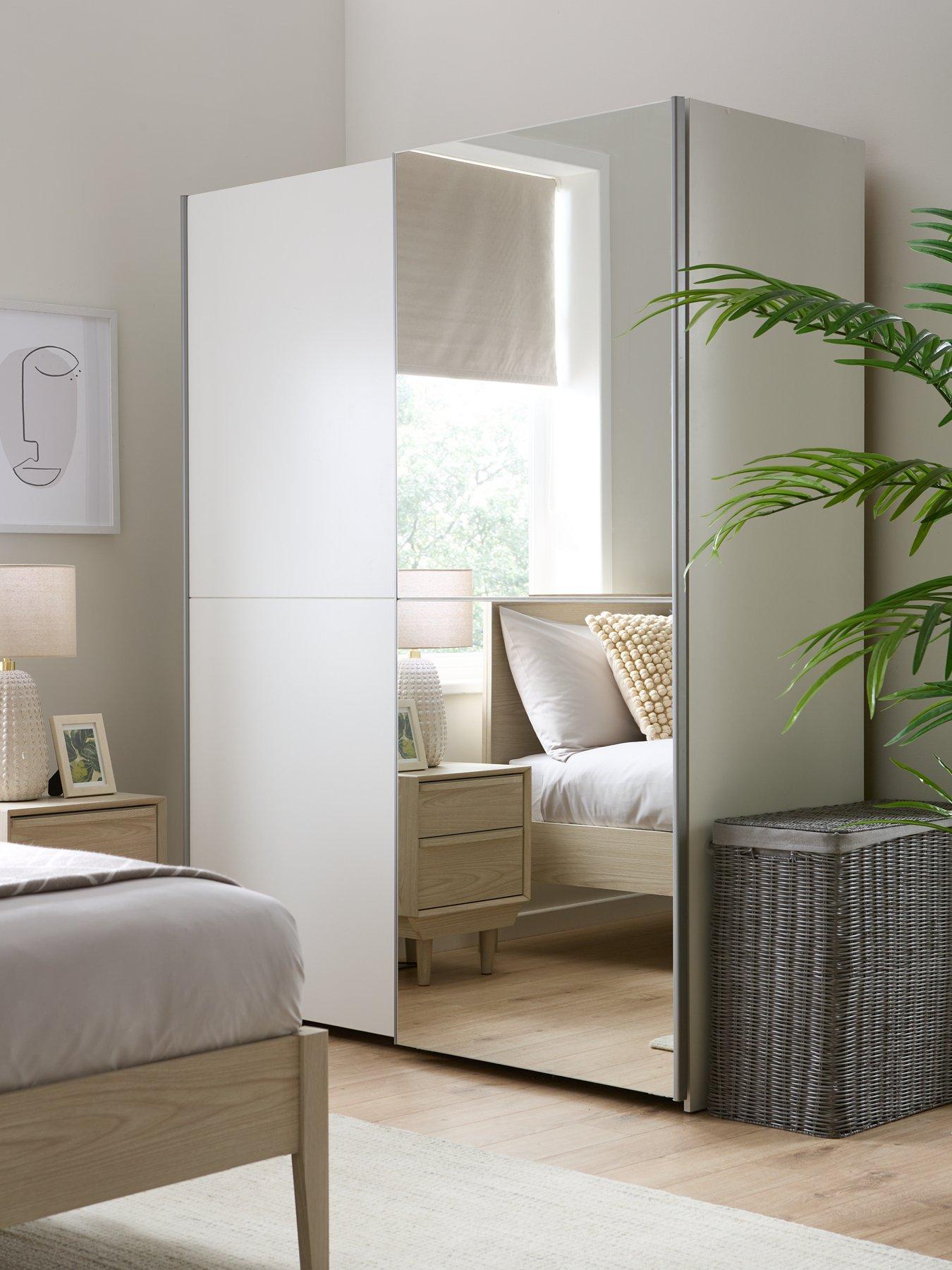 The Very Collection Houston 150 cm 2 Sliding Door Mirrored Wardrobe - White