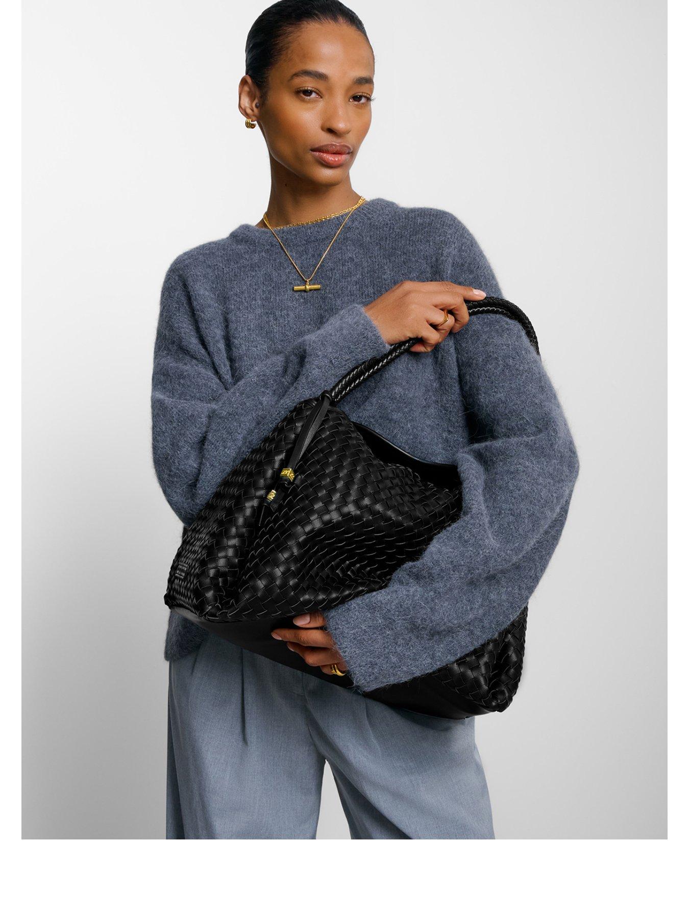 Katie Loxton Nova Hand Woven Large Shoulder Bag  -  Black
