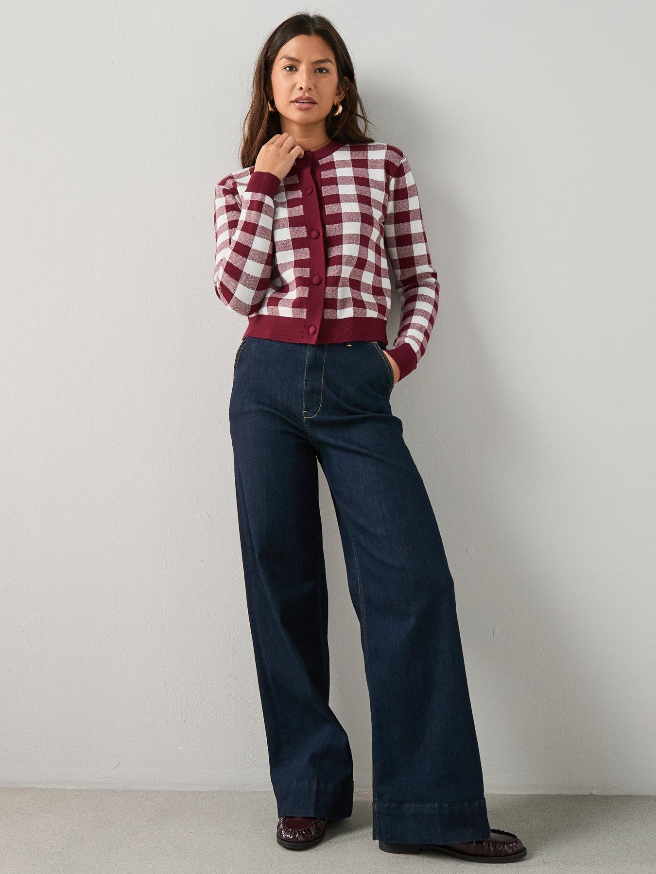 the-very-collection-crew-neck-gingham-cardigan-burgundy-redback