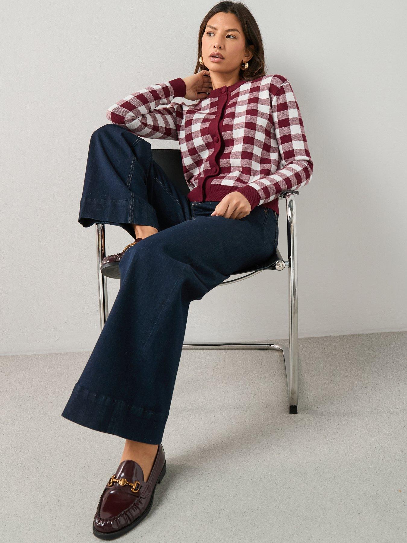 the-very-collection-crew-neck-gingham-cardigan-burgundy-redoutfit