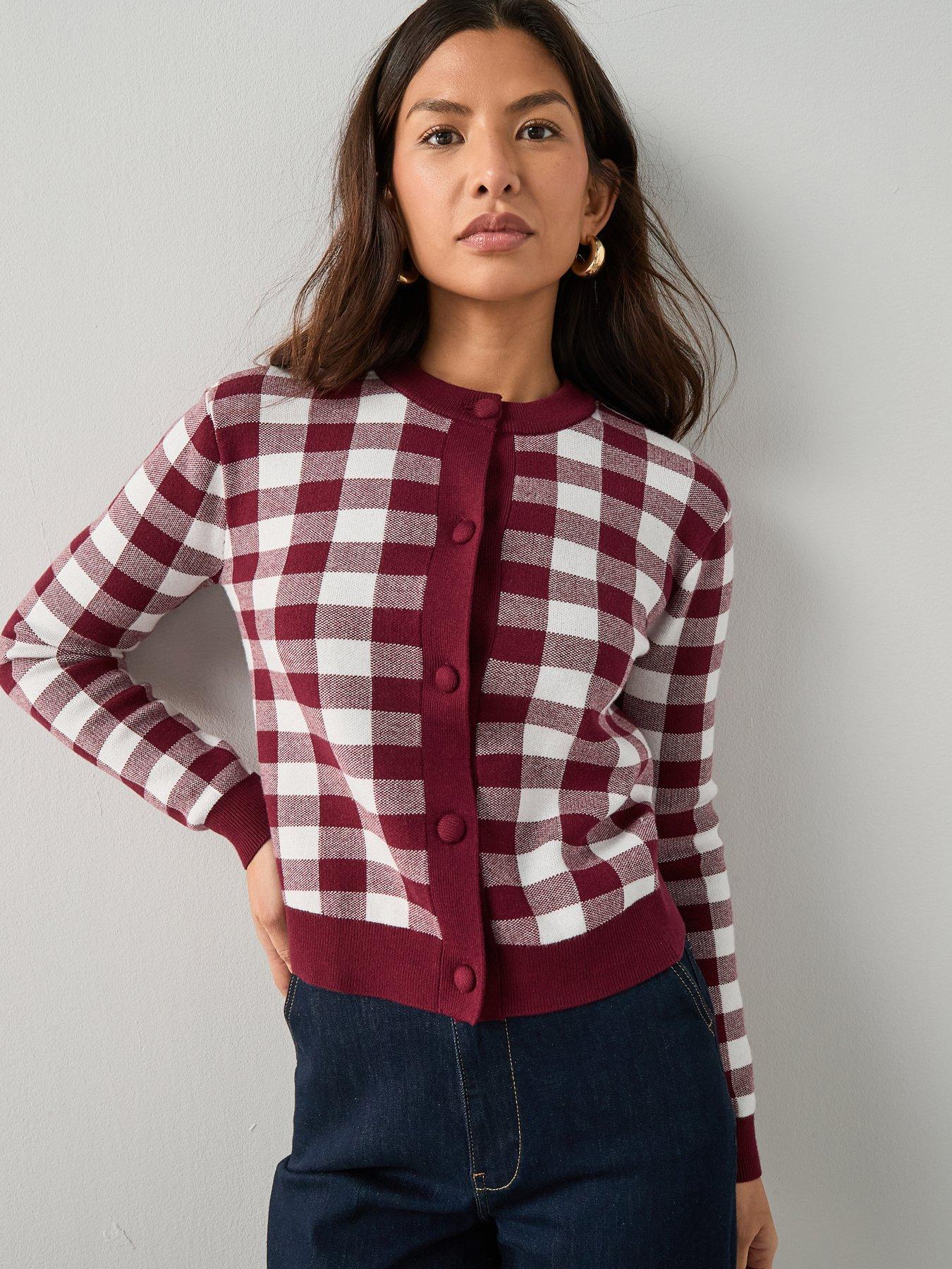 the-very-collection-crew-neck-gingham-cardigan-burgundy-reddetail