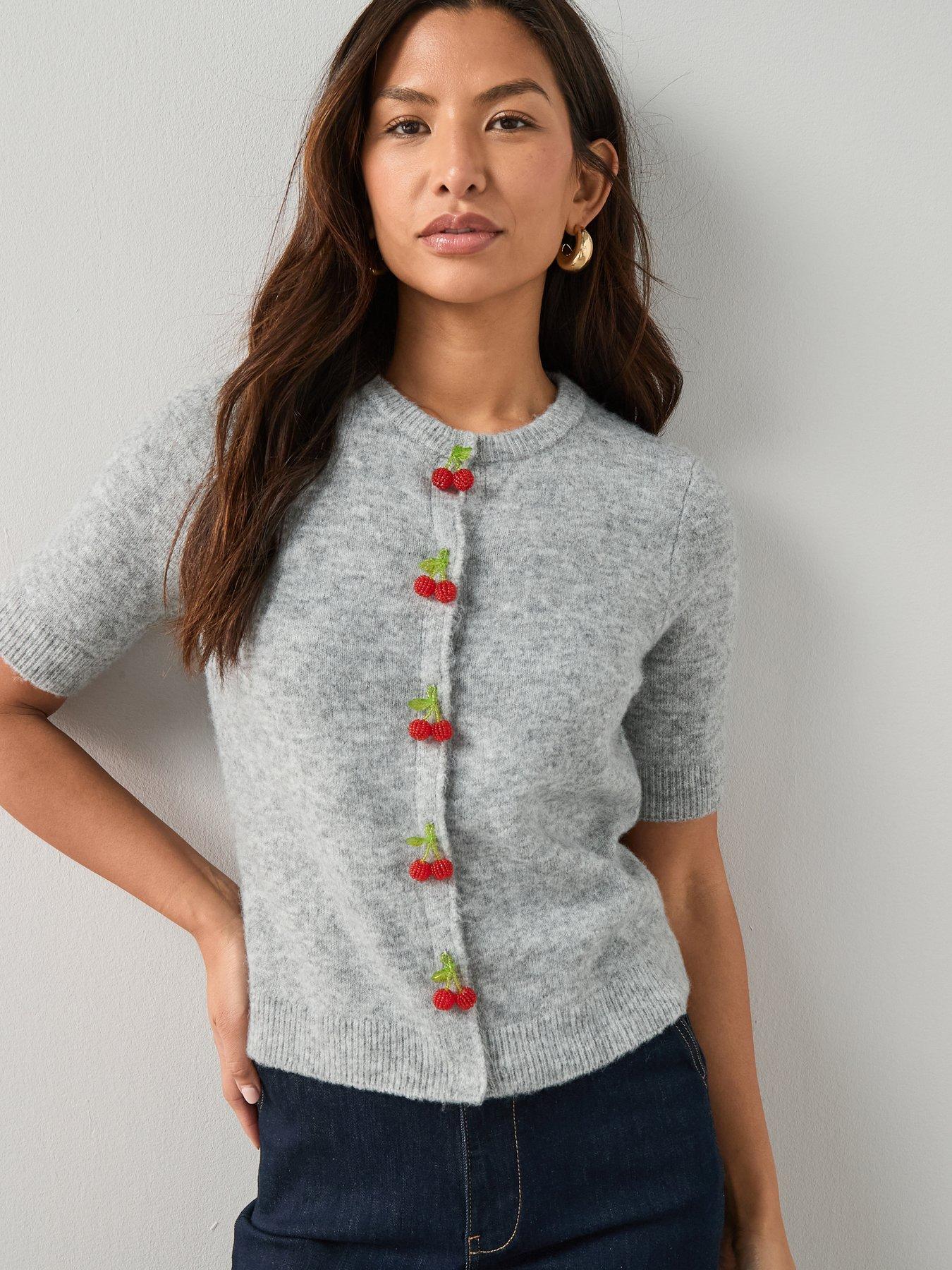 the-very-collection-short-sleeve-cherry-button-cardigan-greydetail