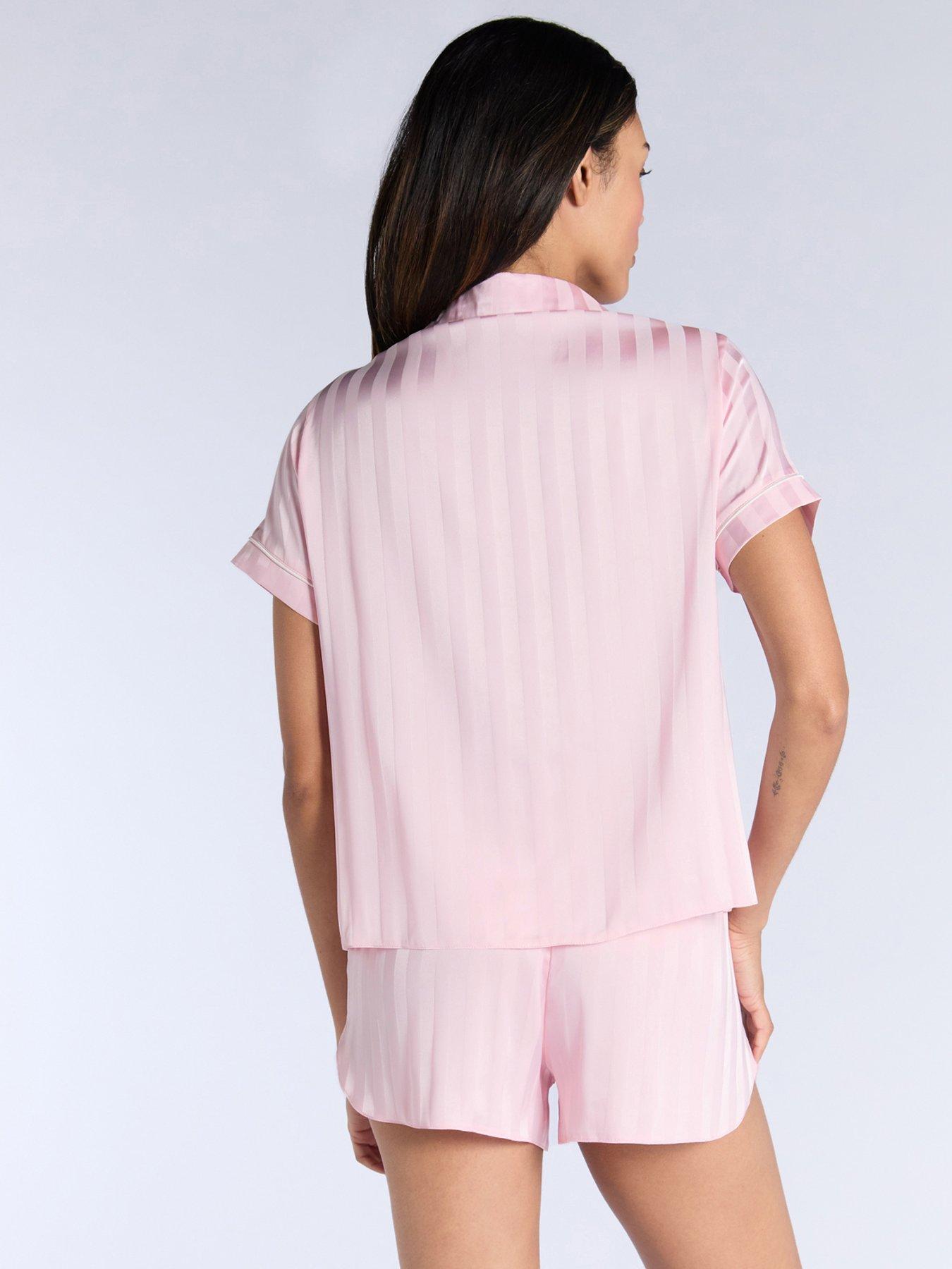 Image 2 of 5 of Boux Avenue Stripe Jacquard Short Sleeve Revere Set - Light Pink