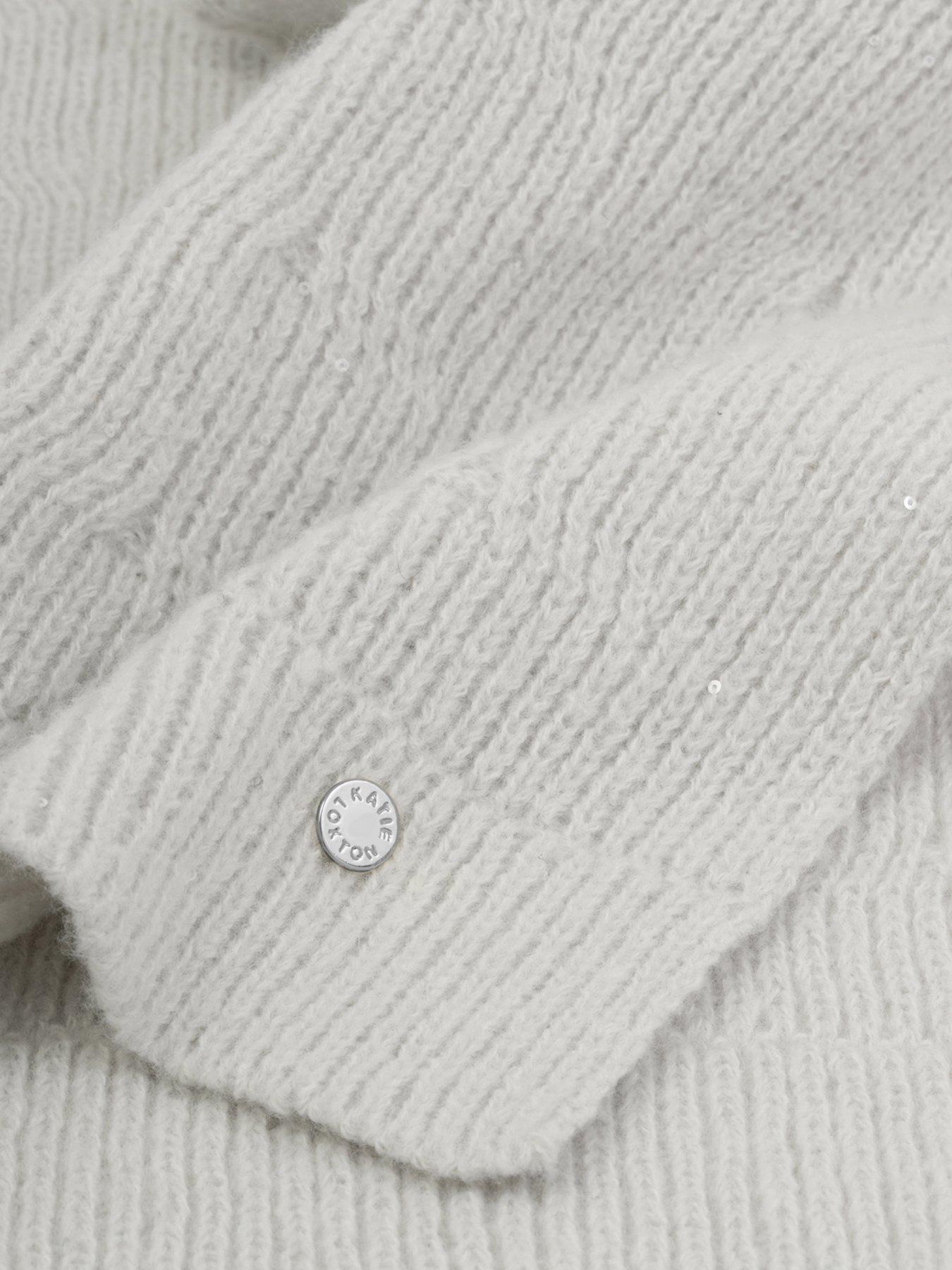 Image 3 of 4 of Katie Loxton Sequin Scarf - Pale Grey