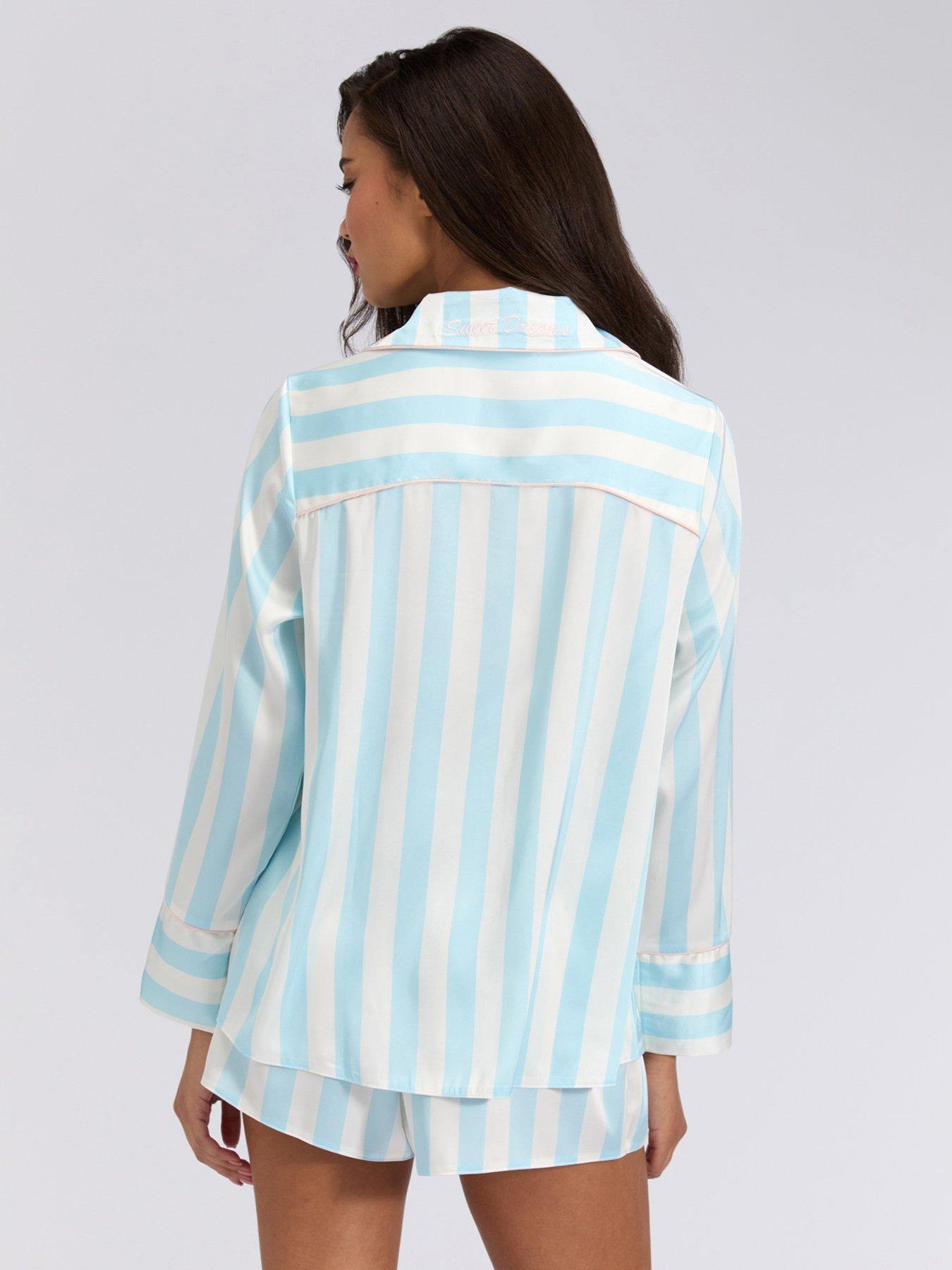 Image 2 of 5 of Boux Avenue Oversized Long Sleeve Revere &amp; Short Set - Blue