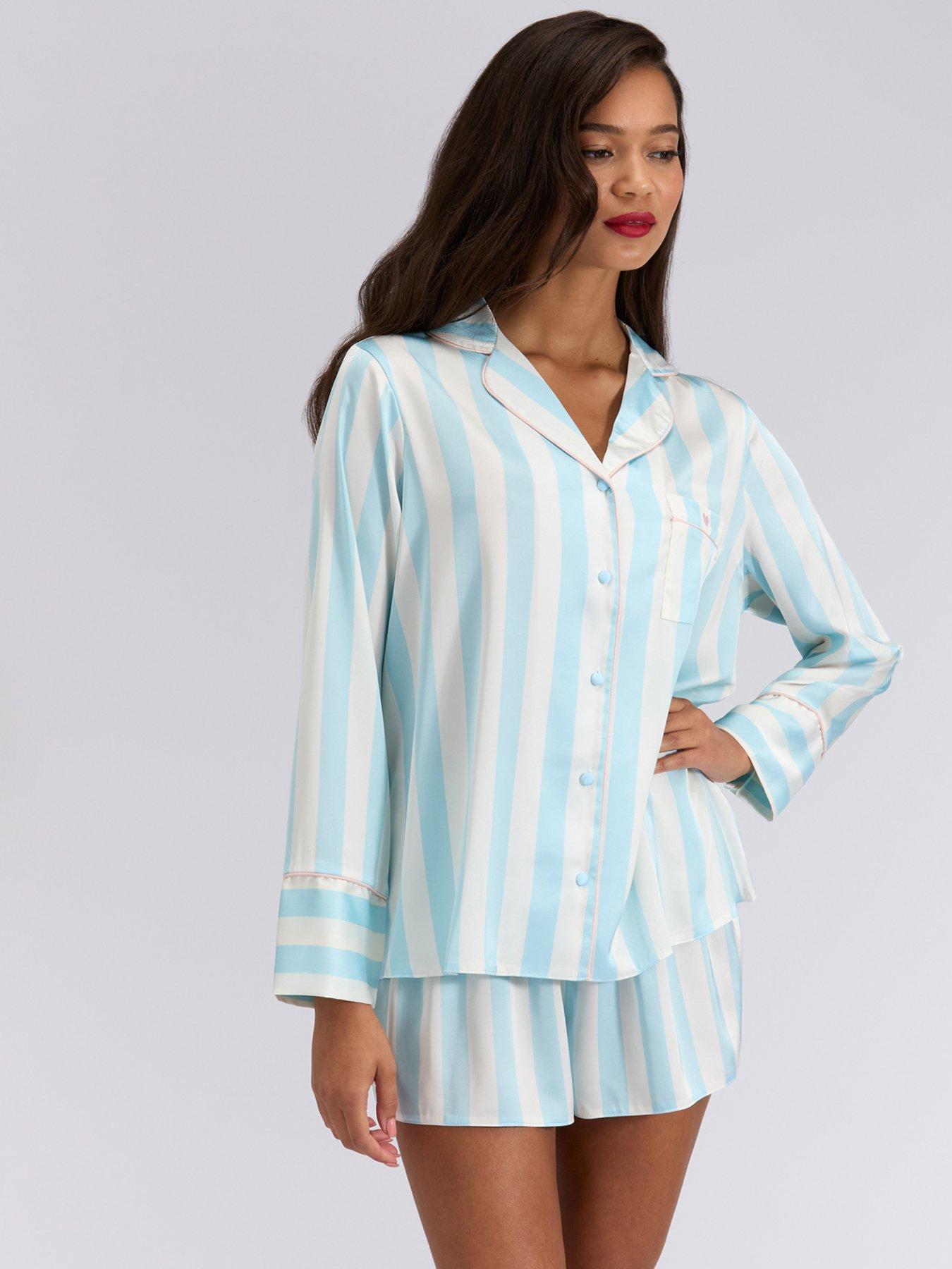 Image 3 of 5 of Boux Avenue Oversized Long Sleeve Revere &amp; Short Set - Blue