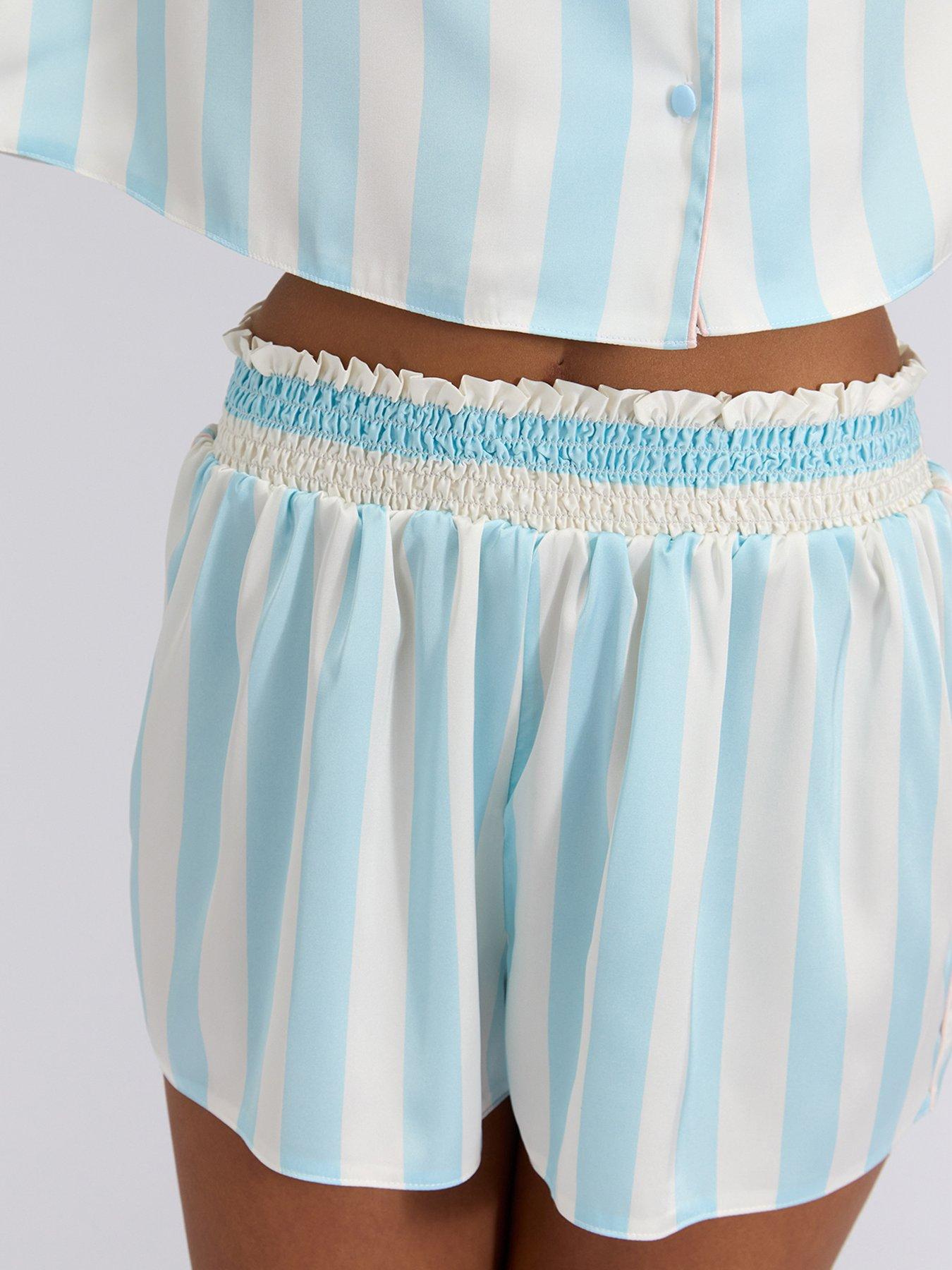 Image 4 of 5 of Boux Avenue Oversized Long Sleeve Revere &amp; Short Set - Blue