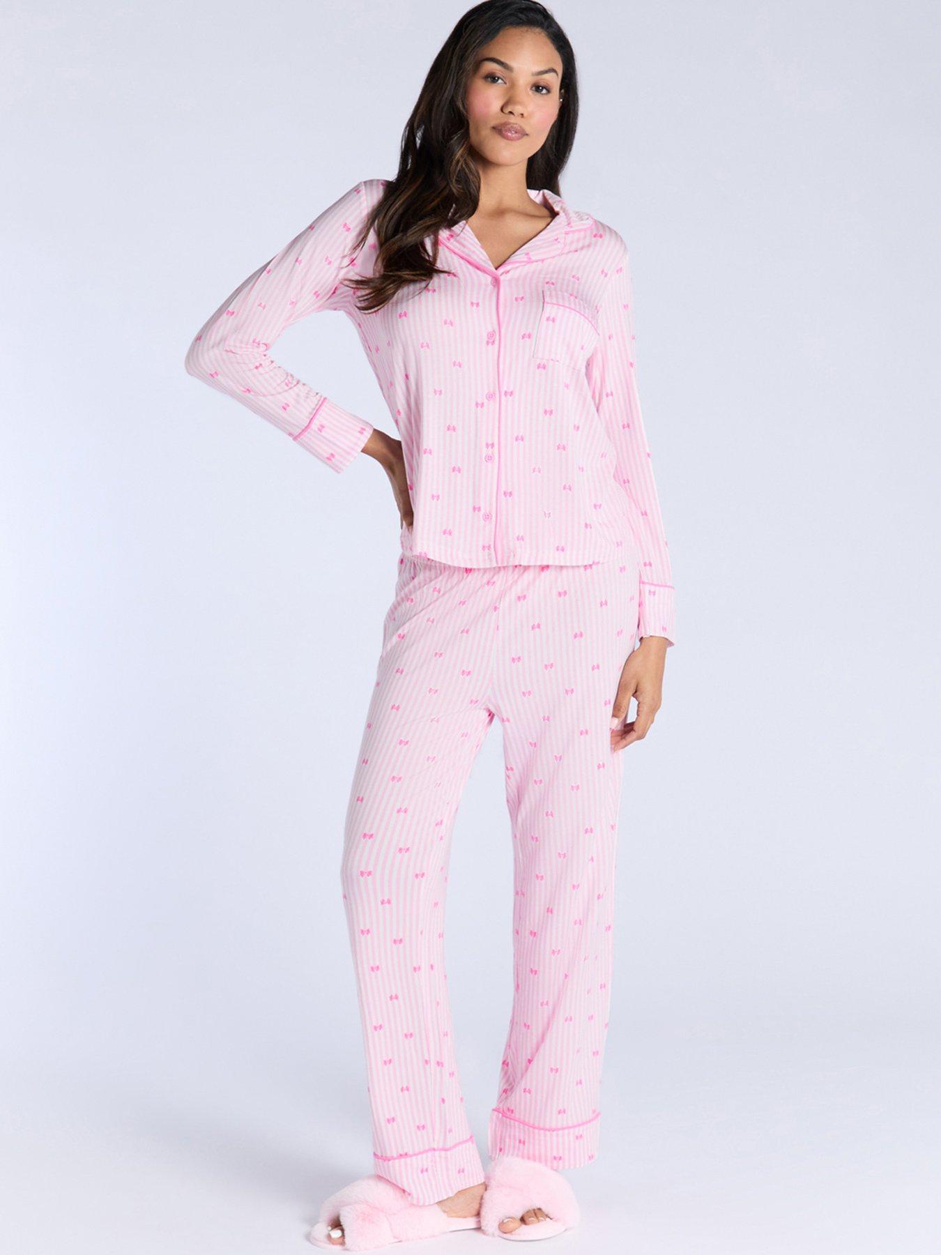 boux-avenue-stripe-long-sleeve-revere-amp-pant-set-pink-mix