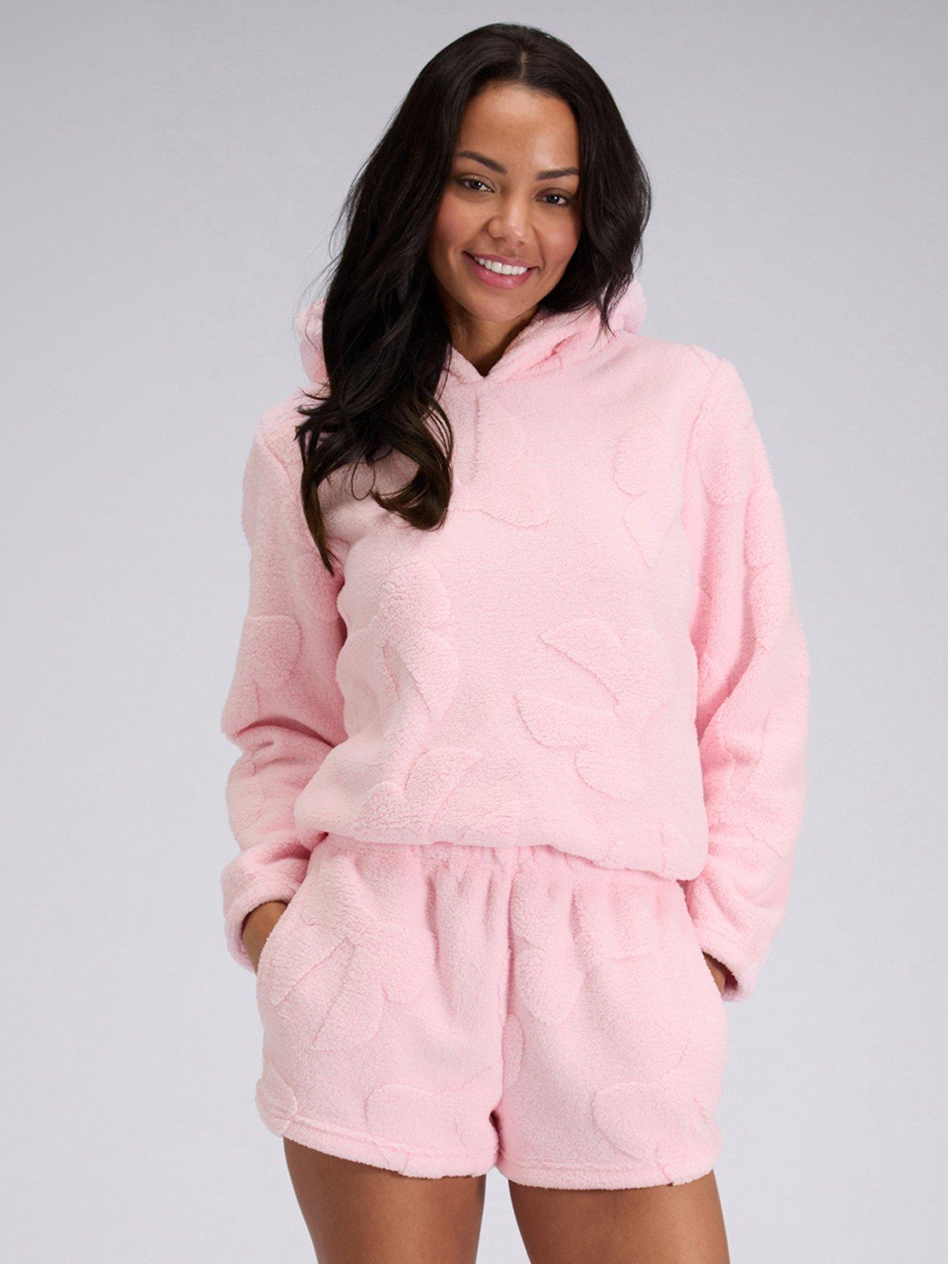 boux-avenue-fluffy-bow-short-lounge-set-pink