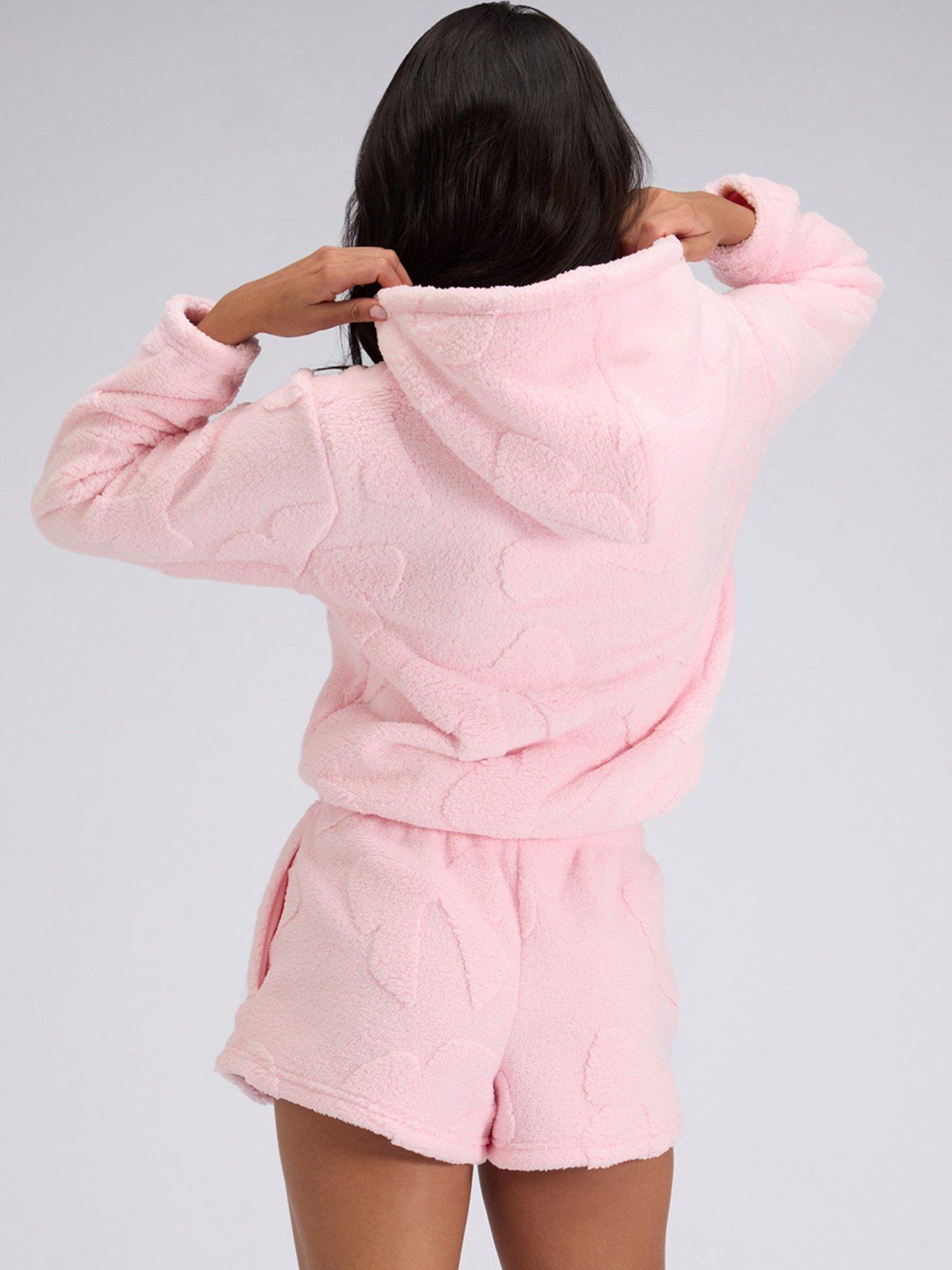 Image 2 of 6 of Boux Avenue Fluffy Bow Short Lounge Set - Pink