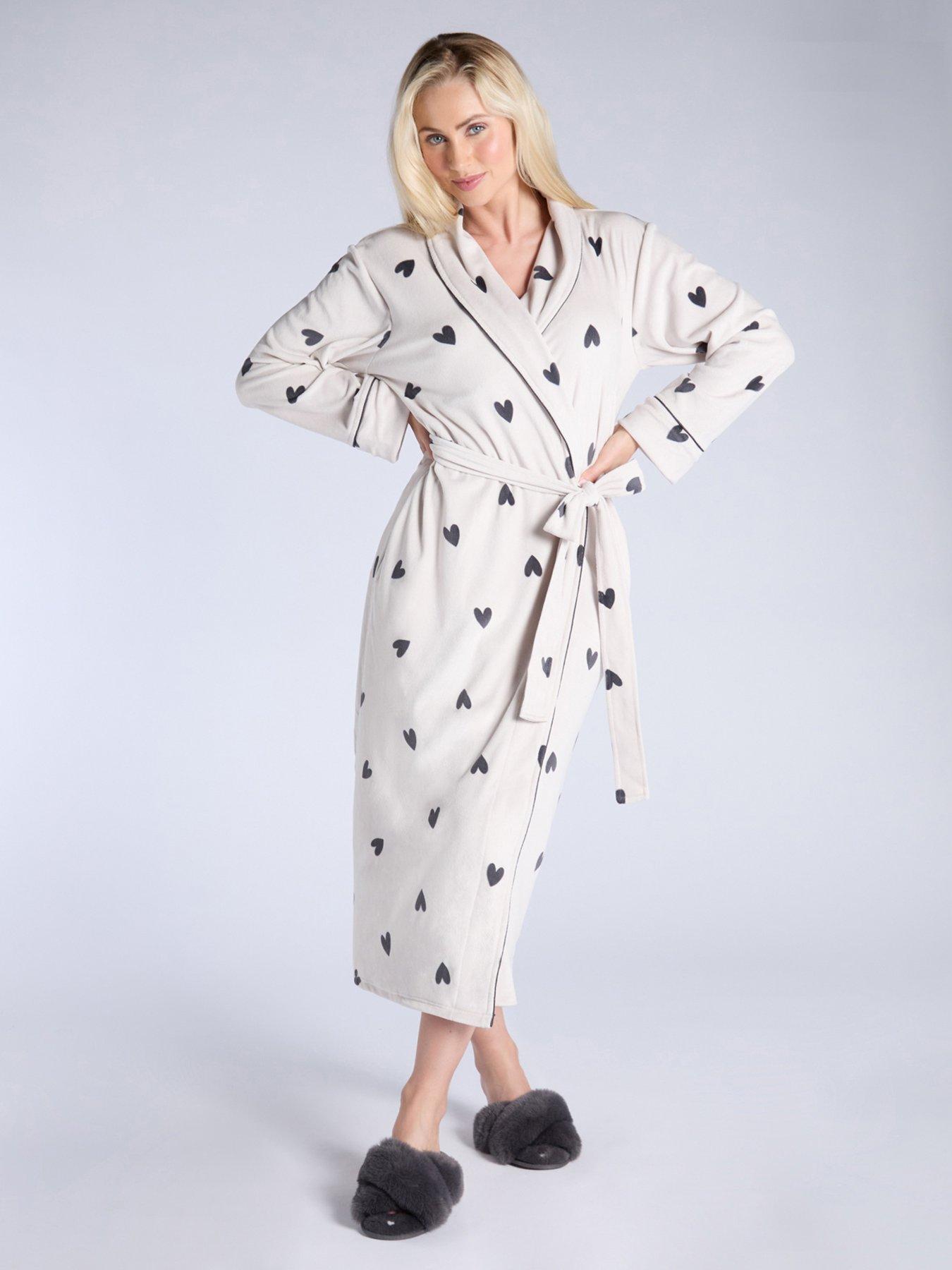 Boux Avenue Heart Velour Robe - Stone
